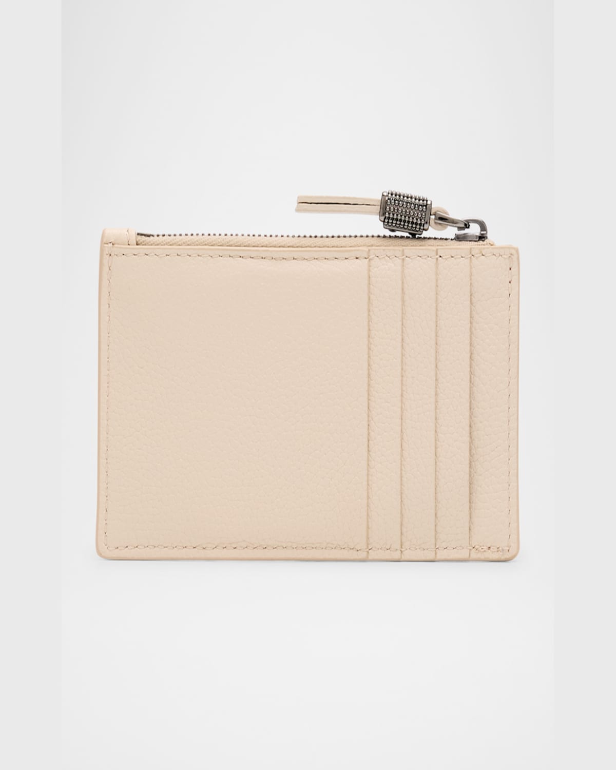 Brunello Cucinelli Zipped Leather Pouch With Protective Dust Bag In Ivory