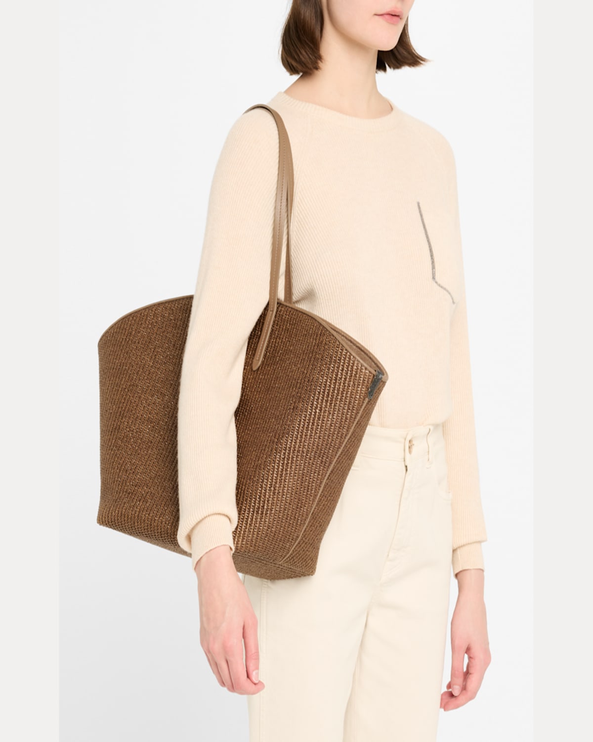 BRUNELLO CUCINELLI MONILI RAFFIA TOTE BAG 