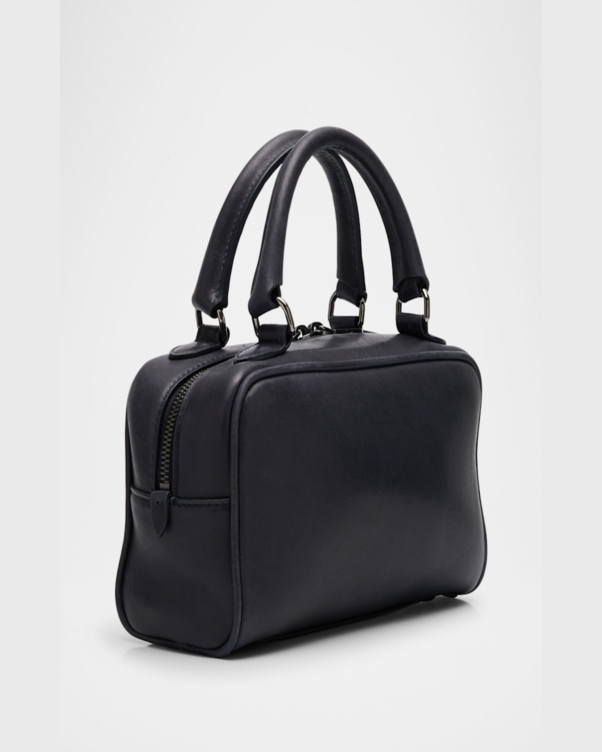 Brunello Cucinelli Medium Glossy Napa Boston Top-handle Bag In Navy