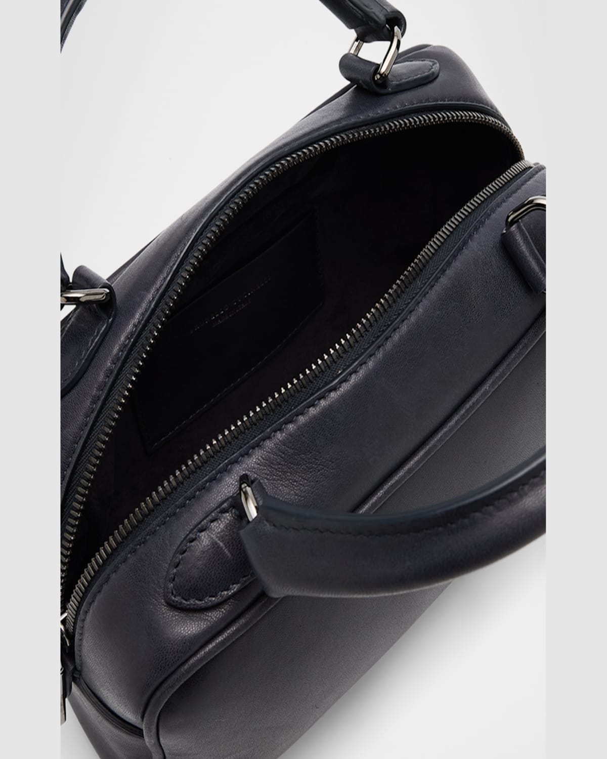Brunello Cucinelli Medium Glossy Napa Boston Top-handle Bag In Navy