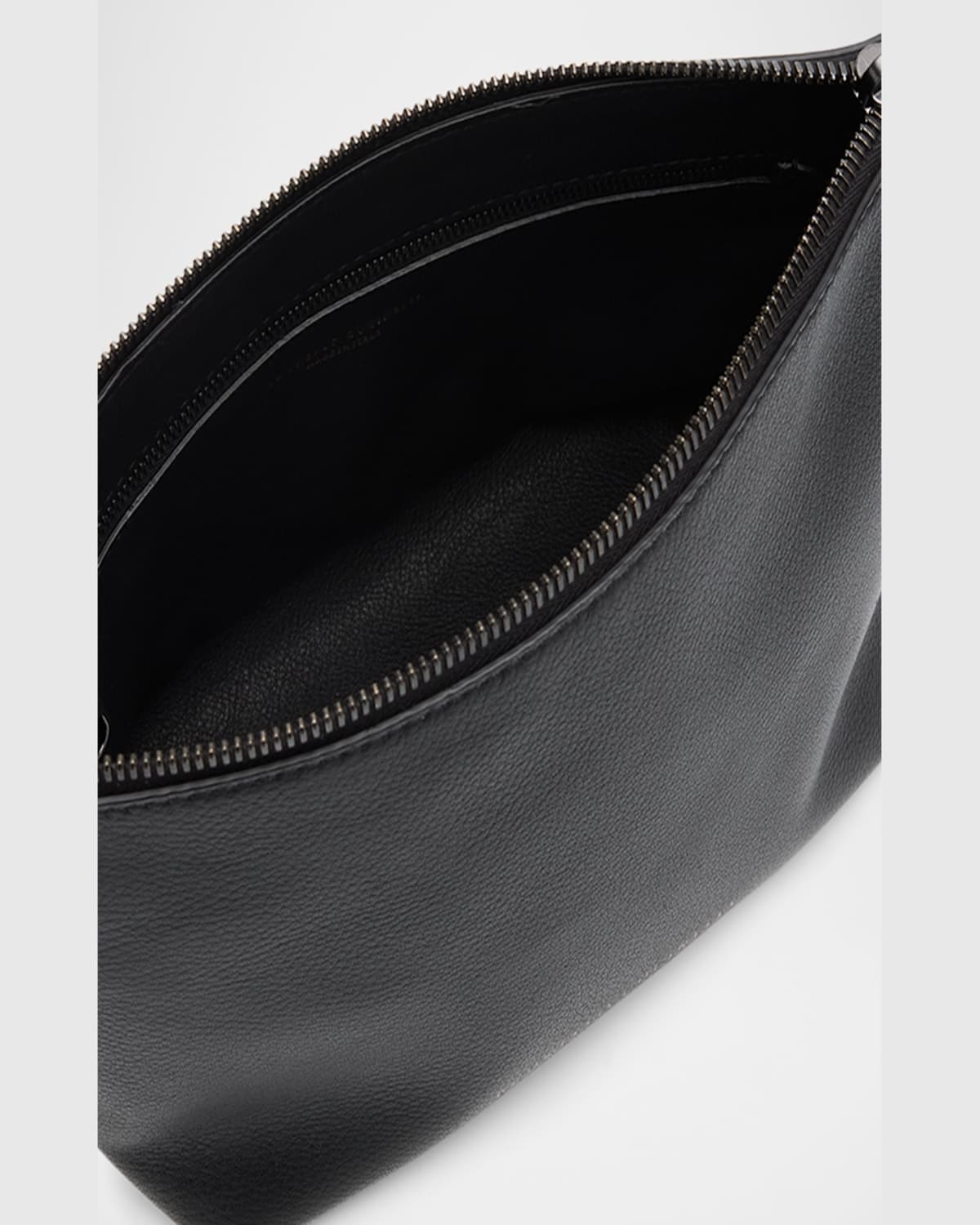 Brunello Cucinelli Zip Lamb Leather Makeup Bag In Ivory