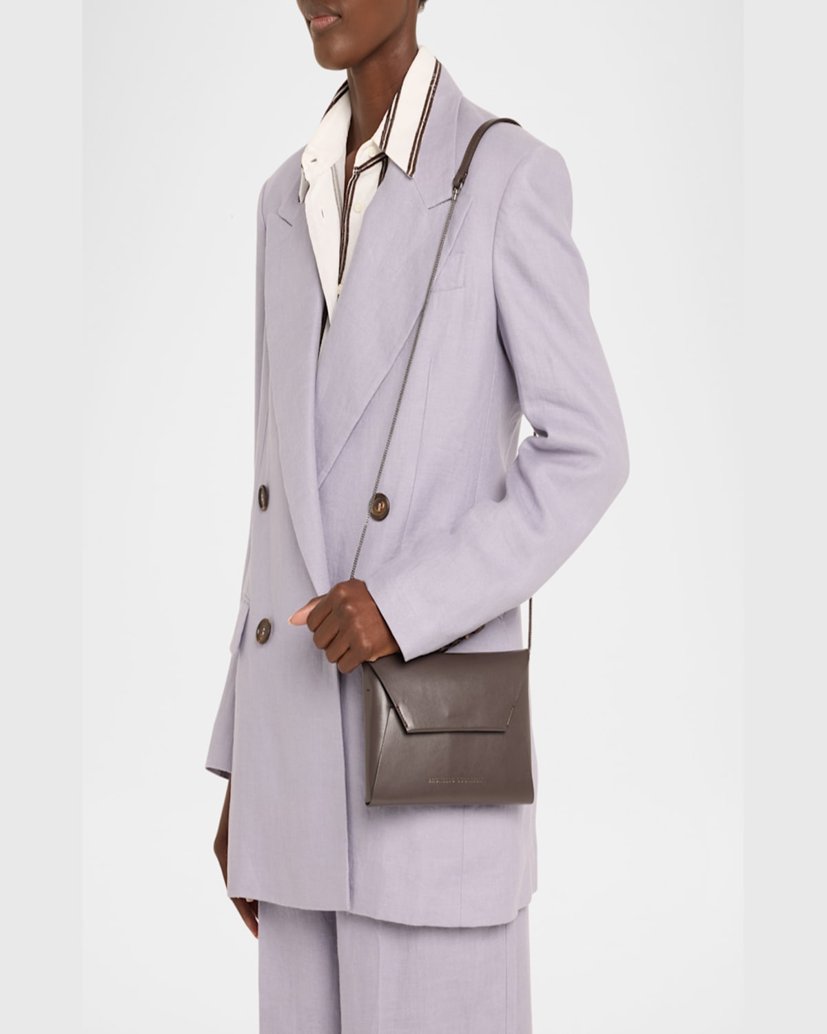 BRUNELLO CUCINELLI ENVELOPE FLAP LEATHER CLUTCH BAG 