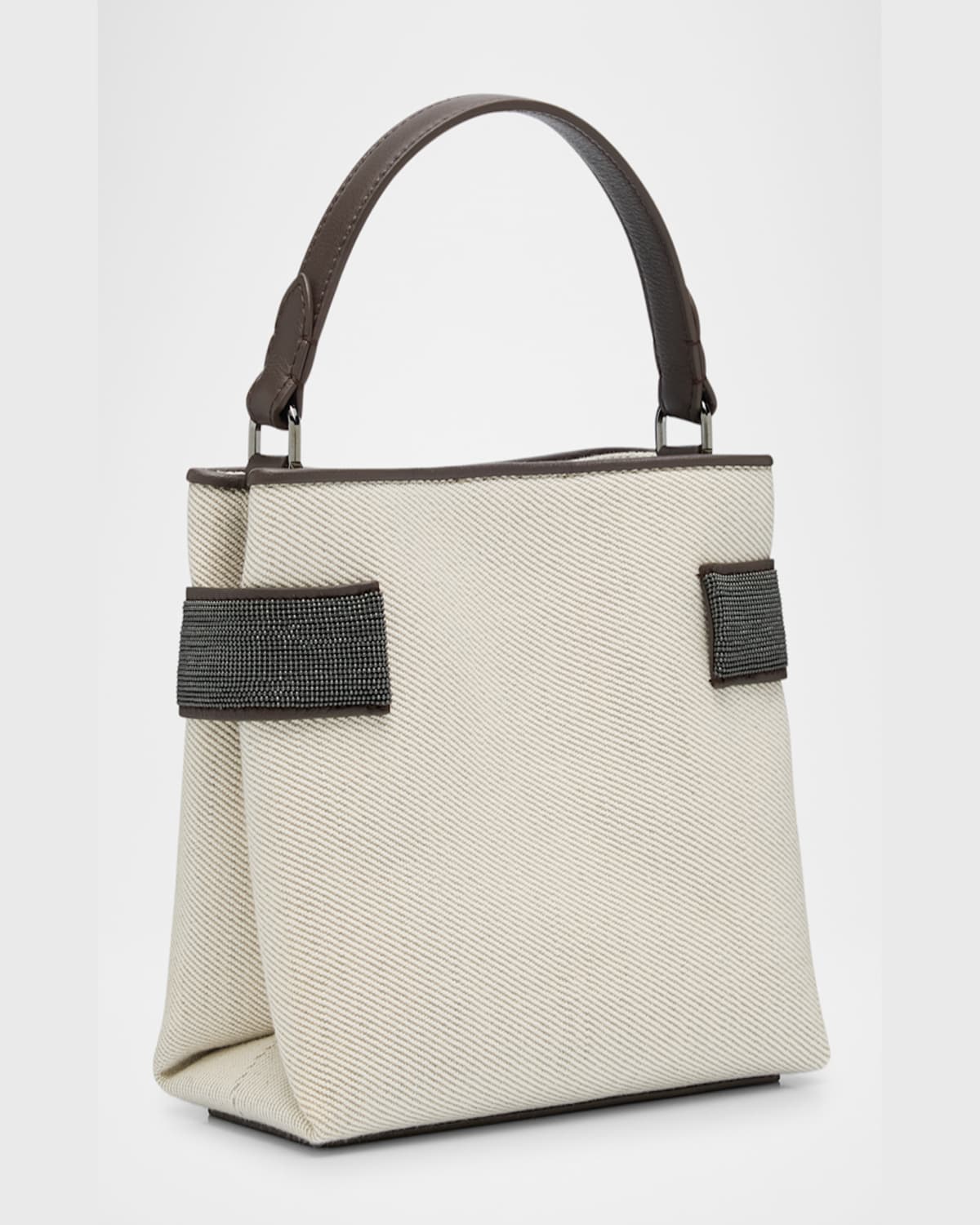Shop Brunello Cucinelli Monili Canvas Top-handle Bag In Off White