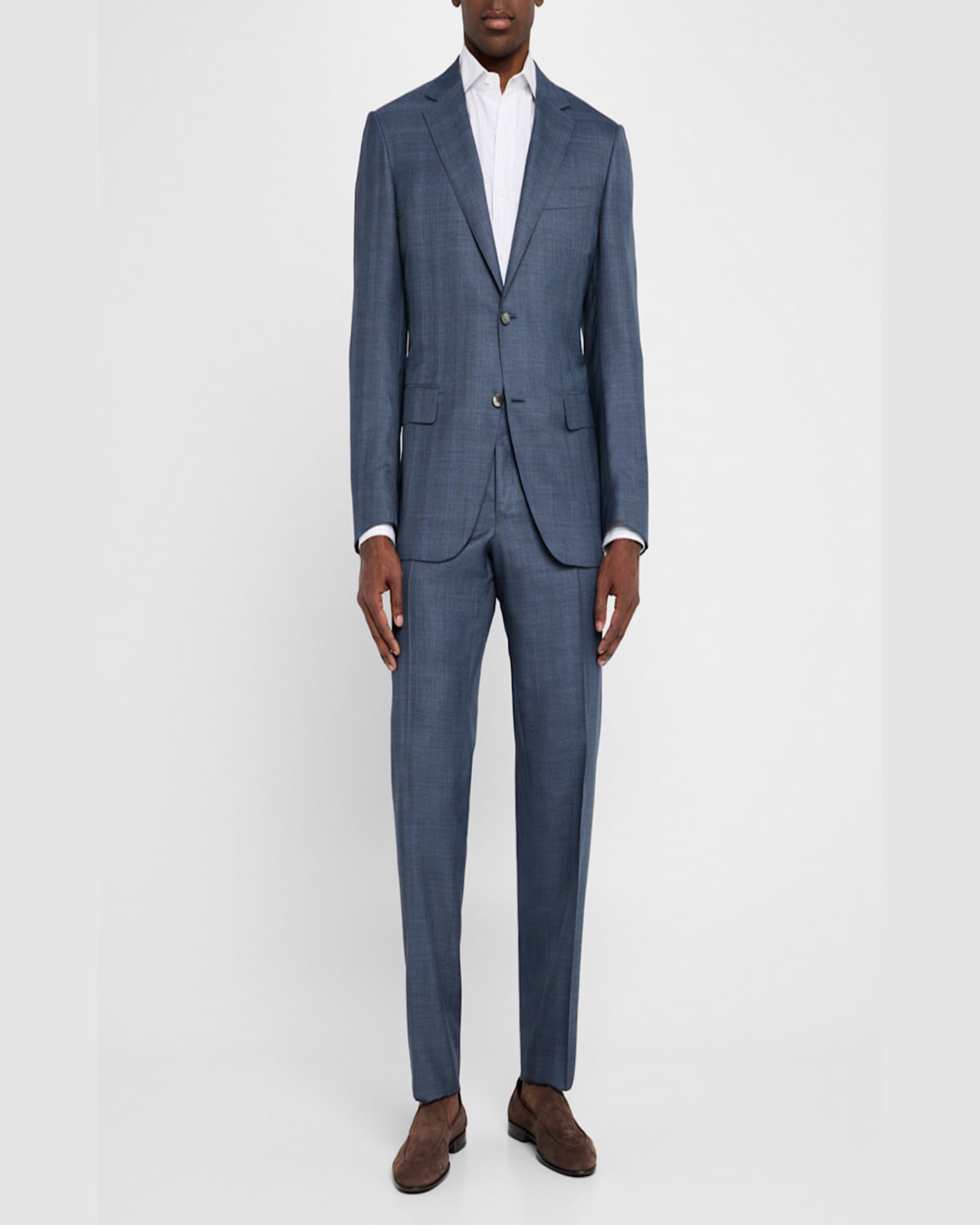 Canali Men's Wool-silk Plaid Suit In Blue