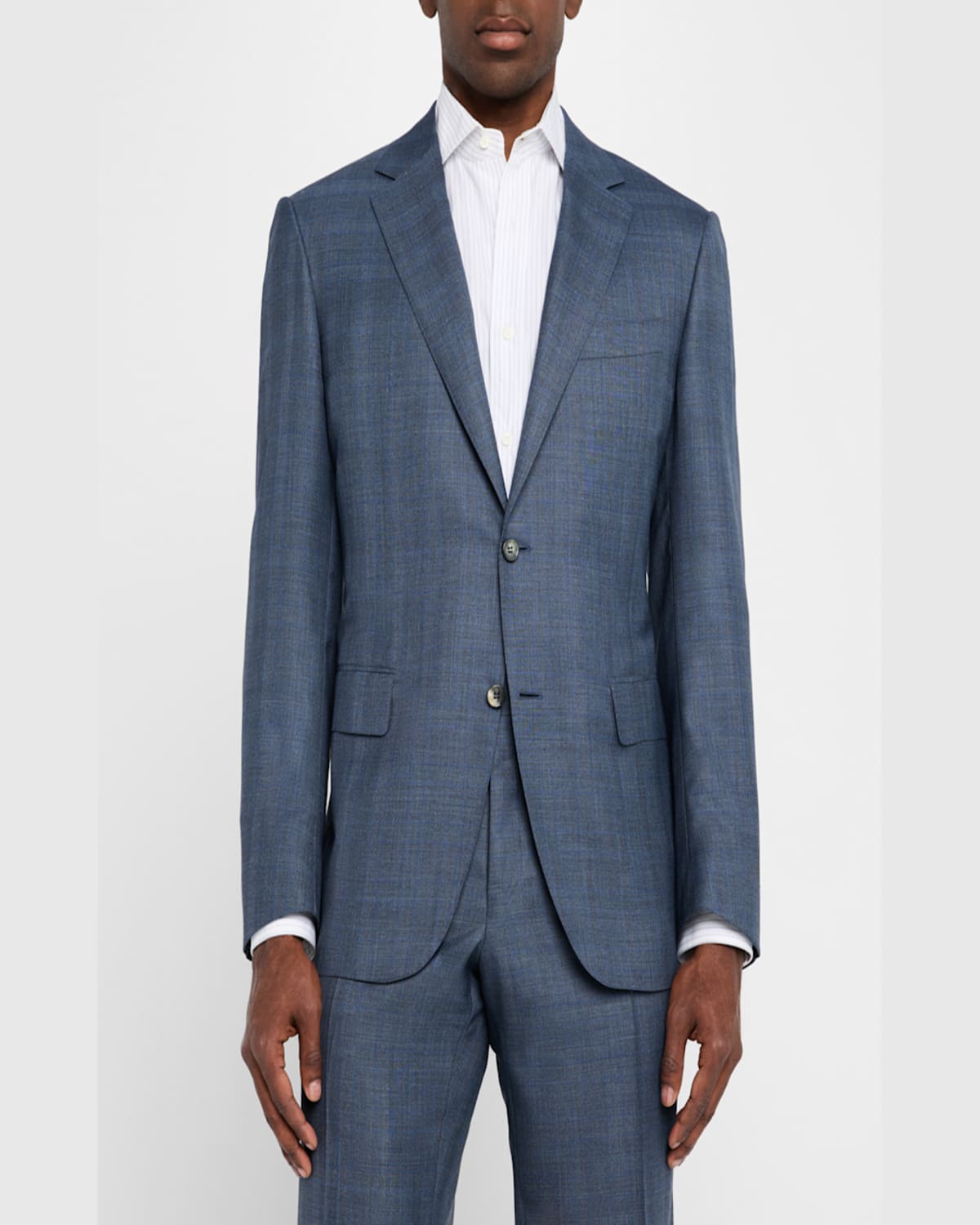Canali Men's Wool-silk Plaid Suit In Blue