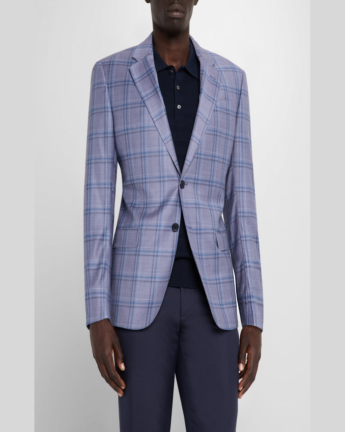 Emporio Armani Men's Oversized Plaid Sport Coat In Purple