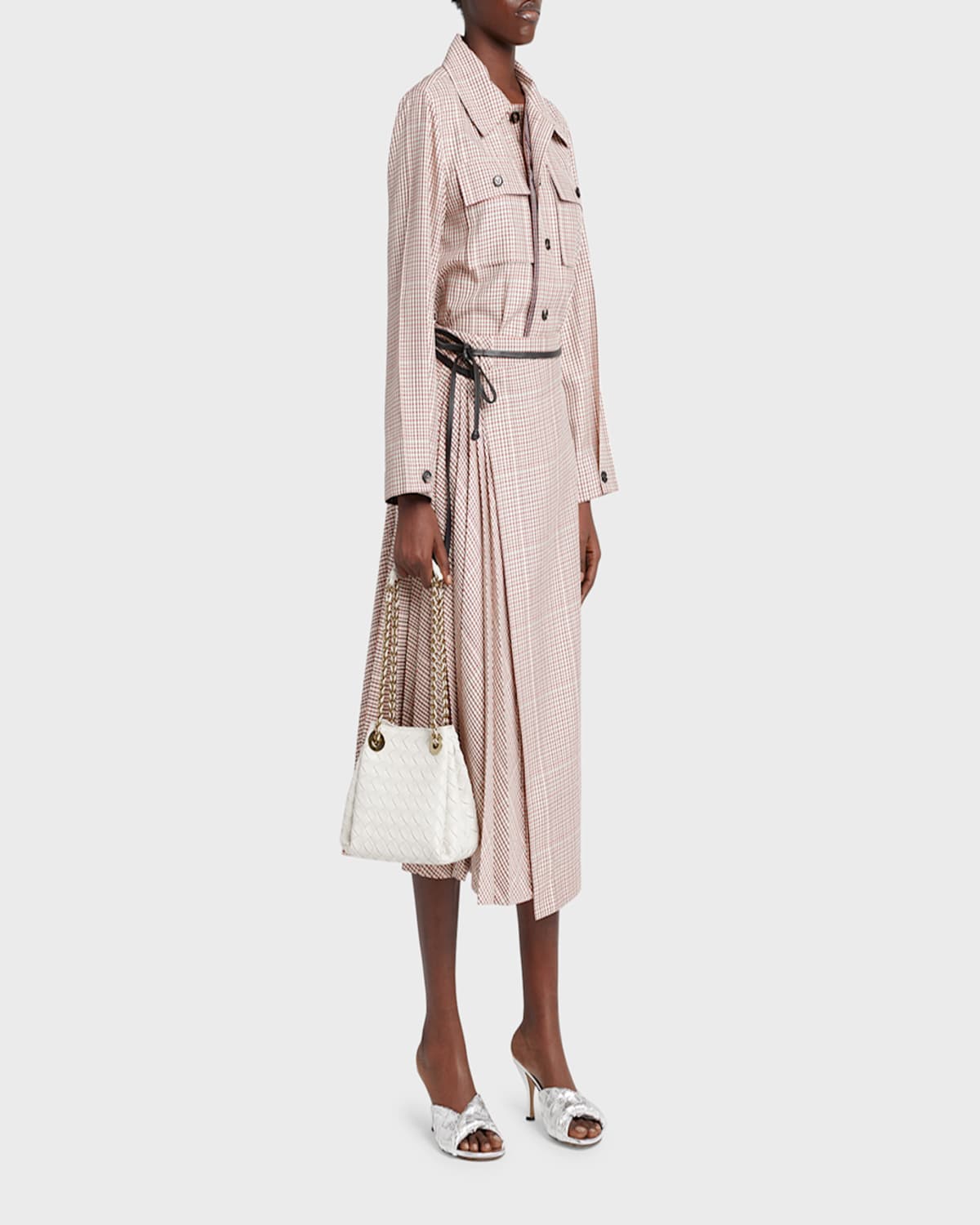 Shop Bottega Veneta Small Parachute Leather Shoulder Bag In Chalk
