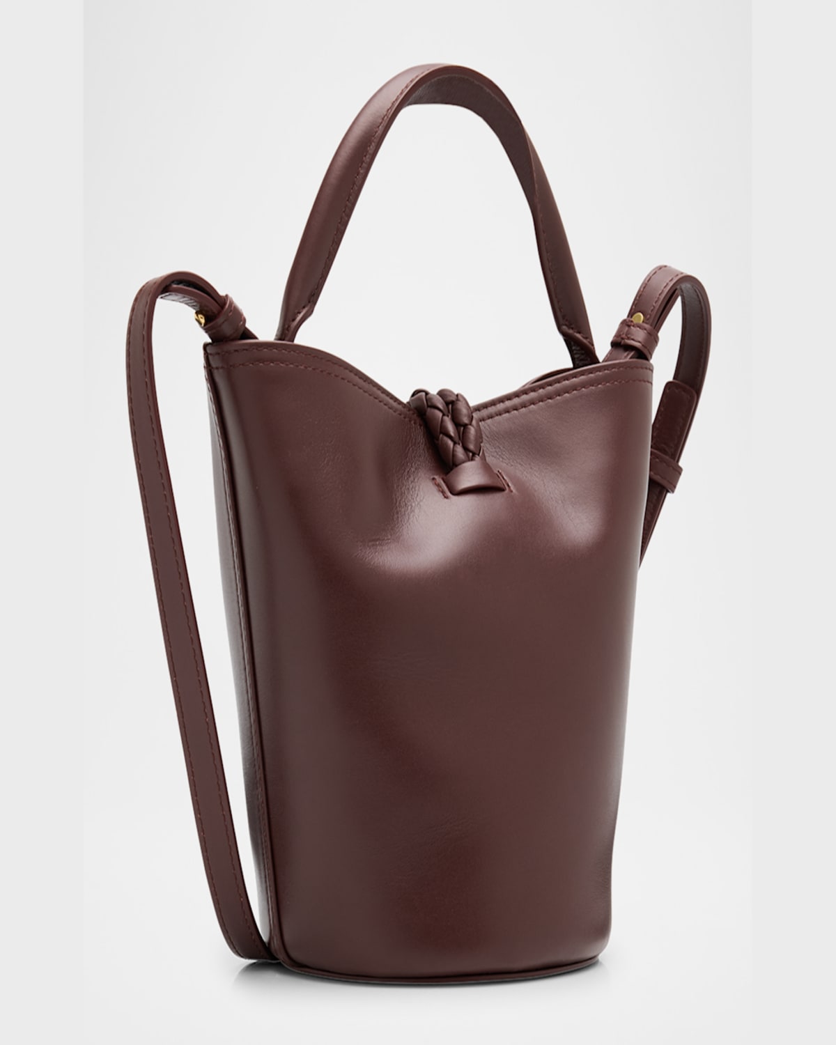Shop Bottega Veneta Liberta Mini Leather Bucket Bag In Madder Brown