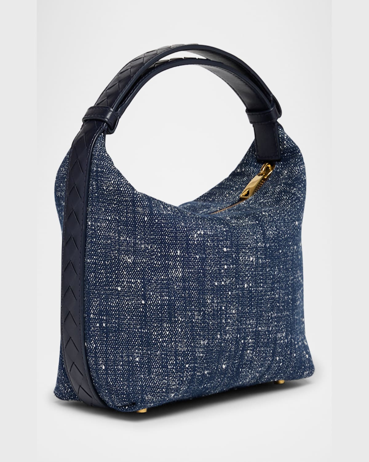 Shop Bottega Veneta Mini Wallace Denim Boucle Shoulder Bag In Navy