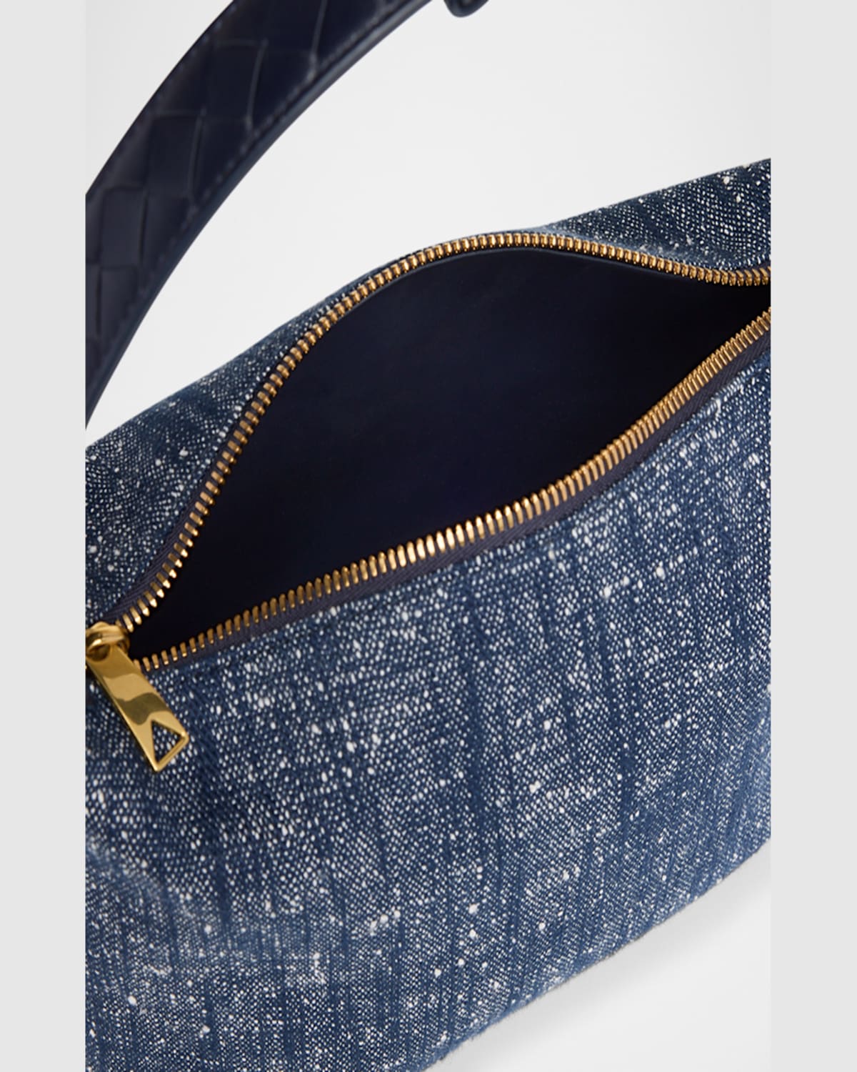 Shop Bottega Veneta Mini Wallace Denim Boucle Shoulder Bag In Navy
