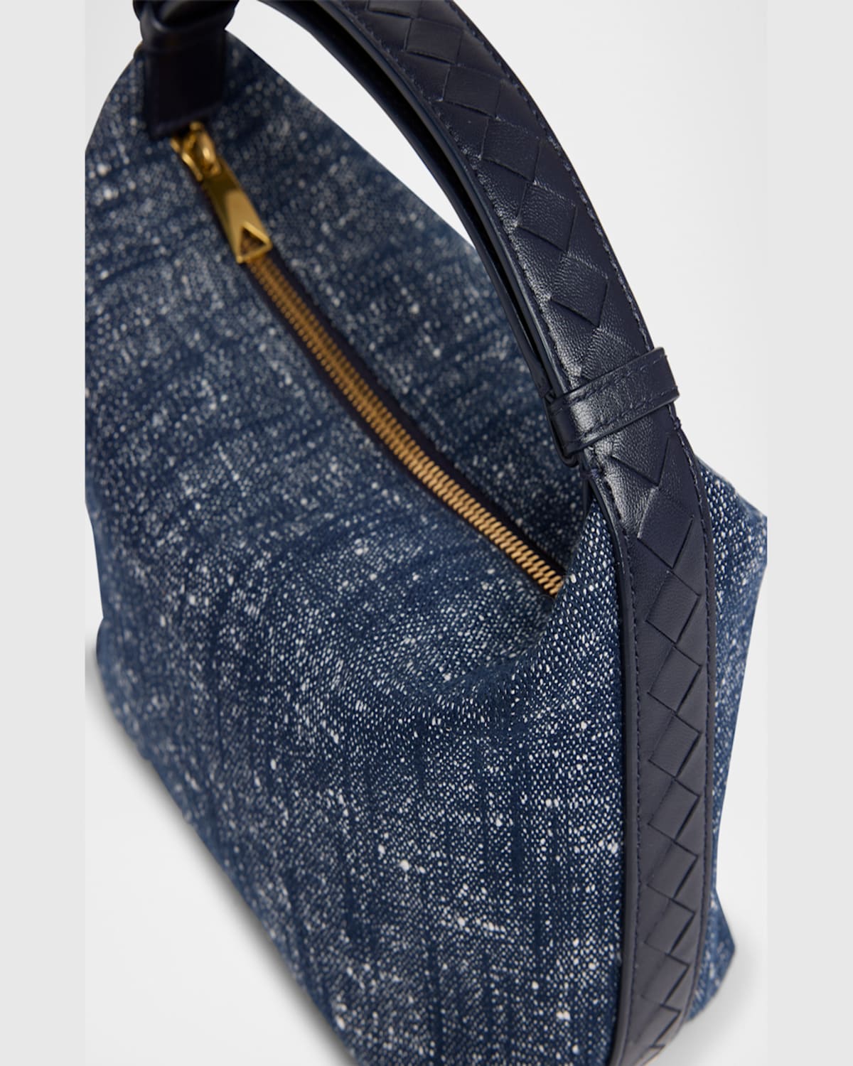 Shop Bottega Veneta Mini Wallace Denim Boucle Shoulder Bag In Navy