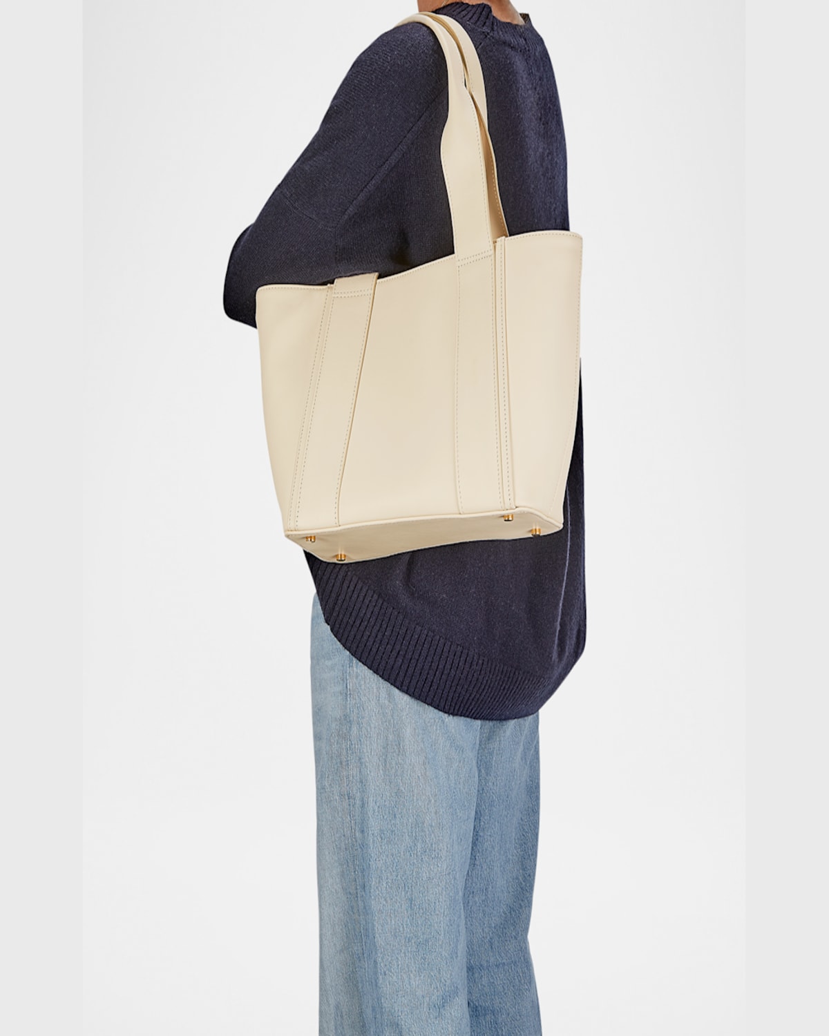 Gigi New York Bailey Leather Tote Bag In Ivory