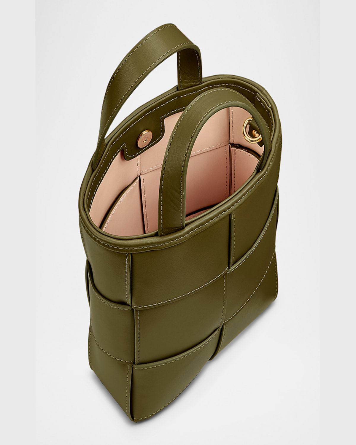 Gigi New York Chloe Mini Woven Leather Shopper Tote Bag In Olive