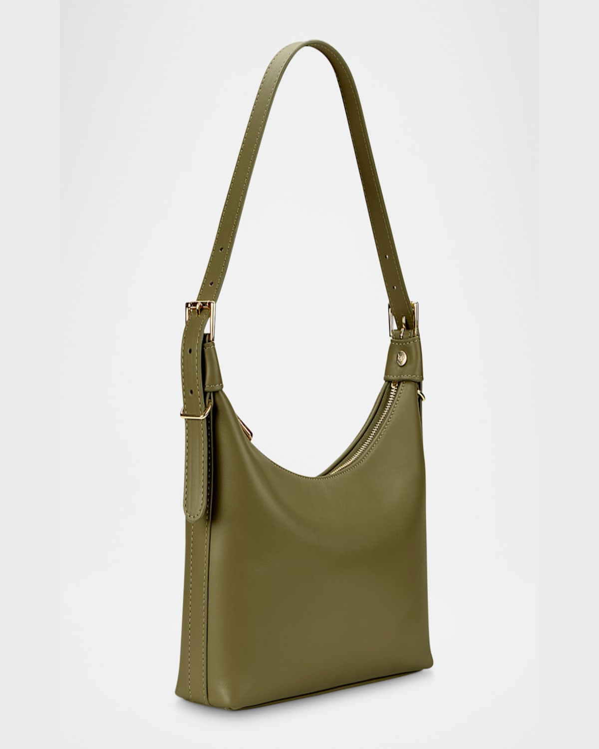 Gigi New York Blake Zip Leather Shoulder Bag In Olive