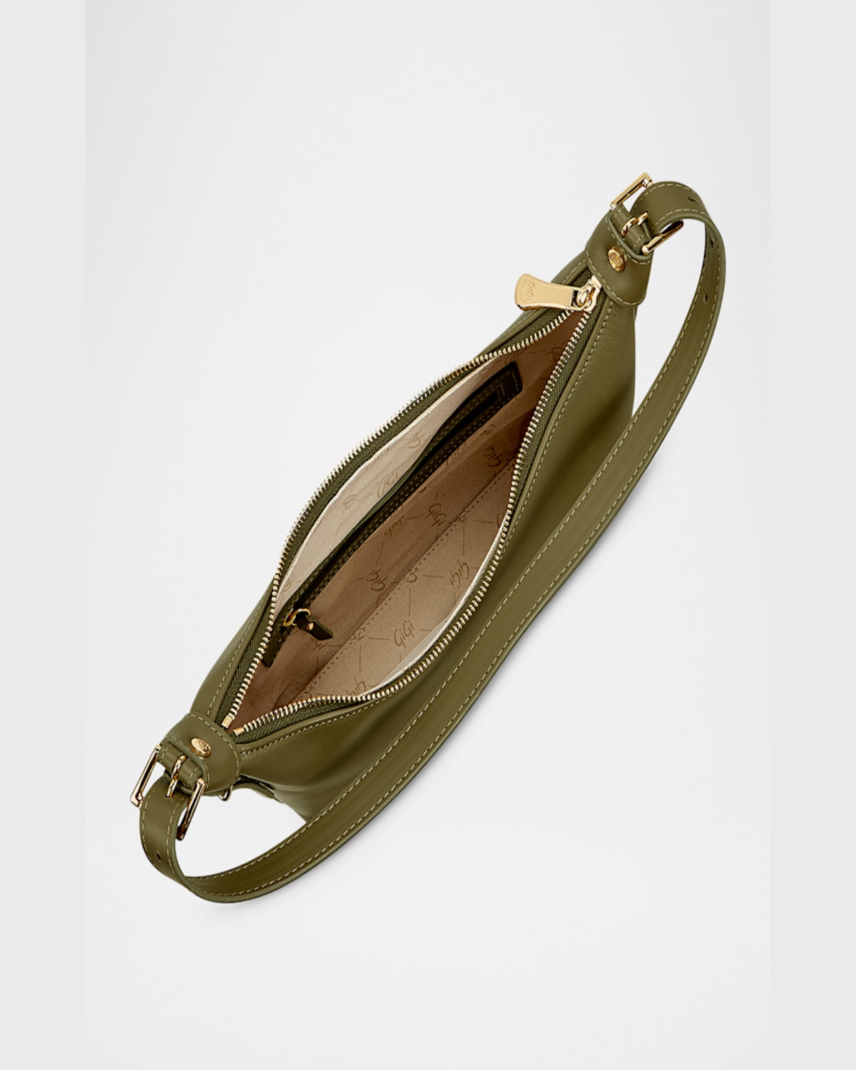 Gigi New York Blake Zip Leather Shoulder Bag In Olive