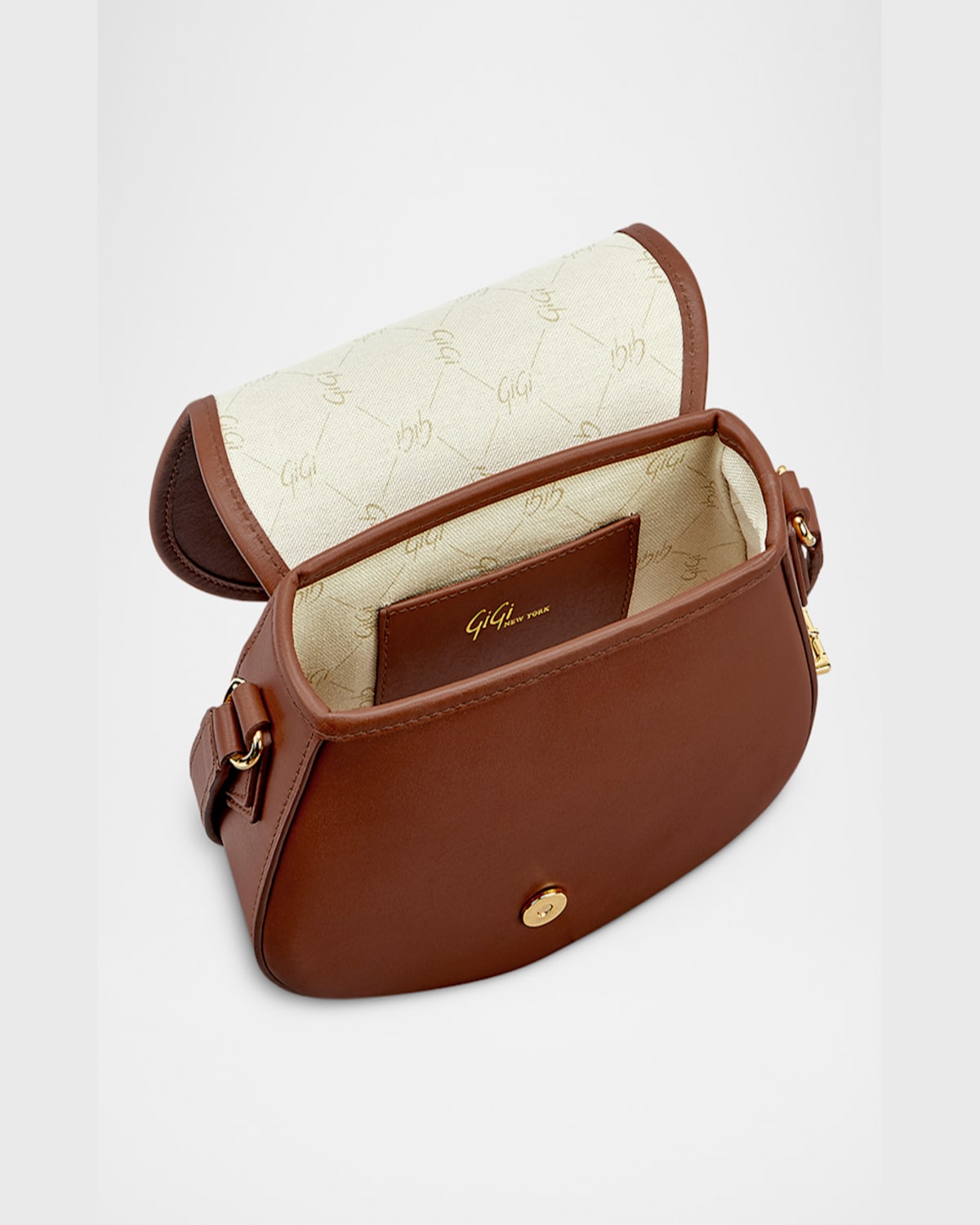 Gigi New York Jenni Saddle Leather Crossbody Bag In Cognac