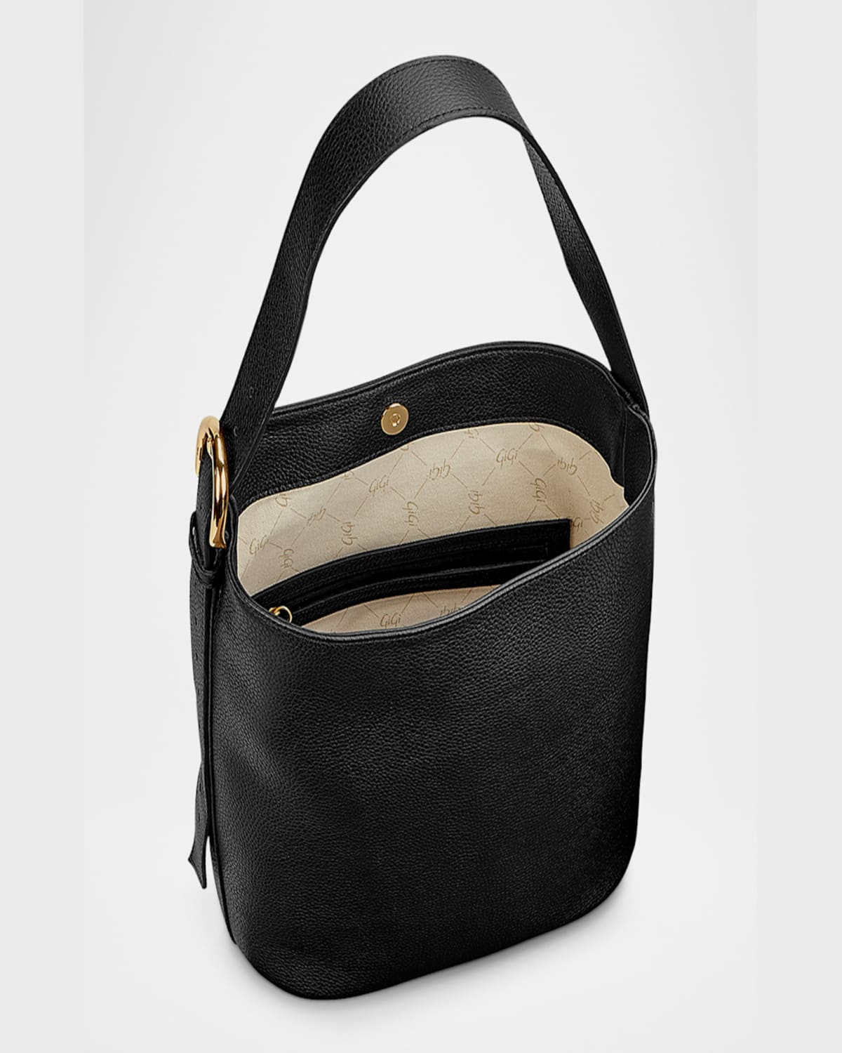 Gigi New York Avery Leather Bucket Bag In Black
