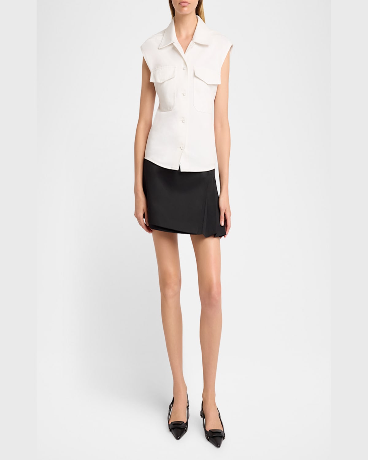 Courrèges Cap-sleeve Button-down Top