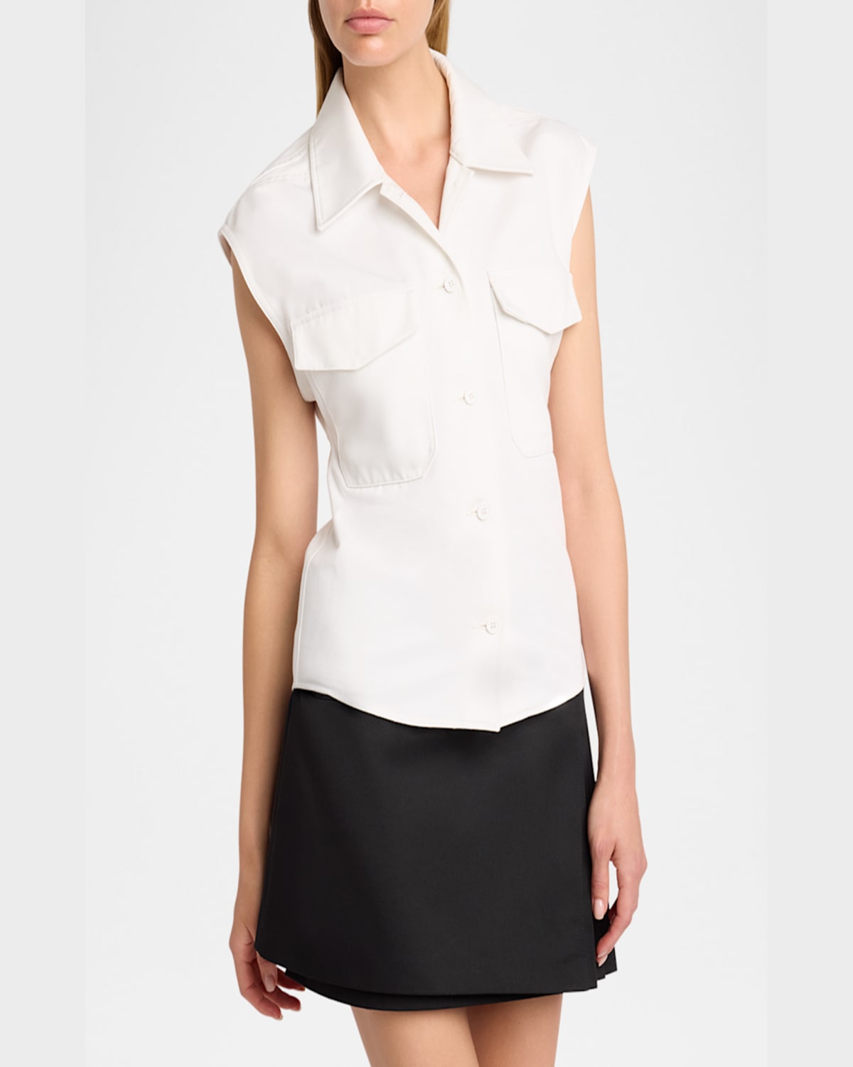 Courrèges Cap-sleeve Button-down Top