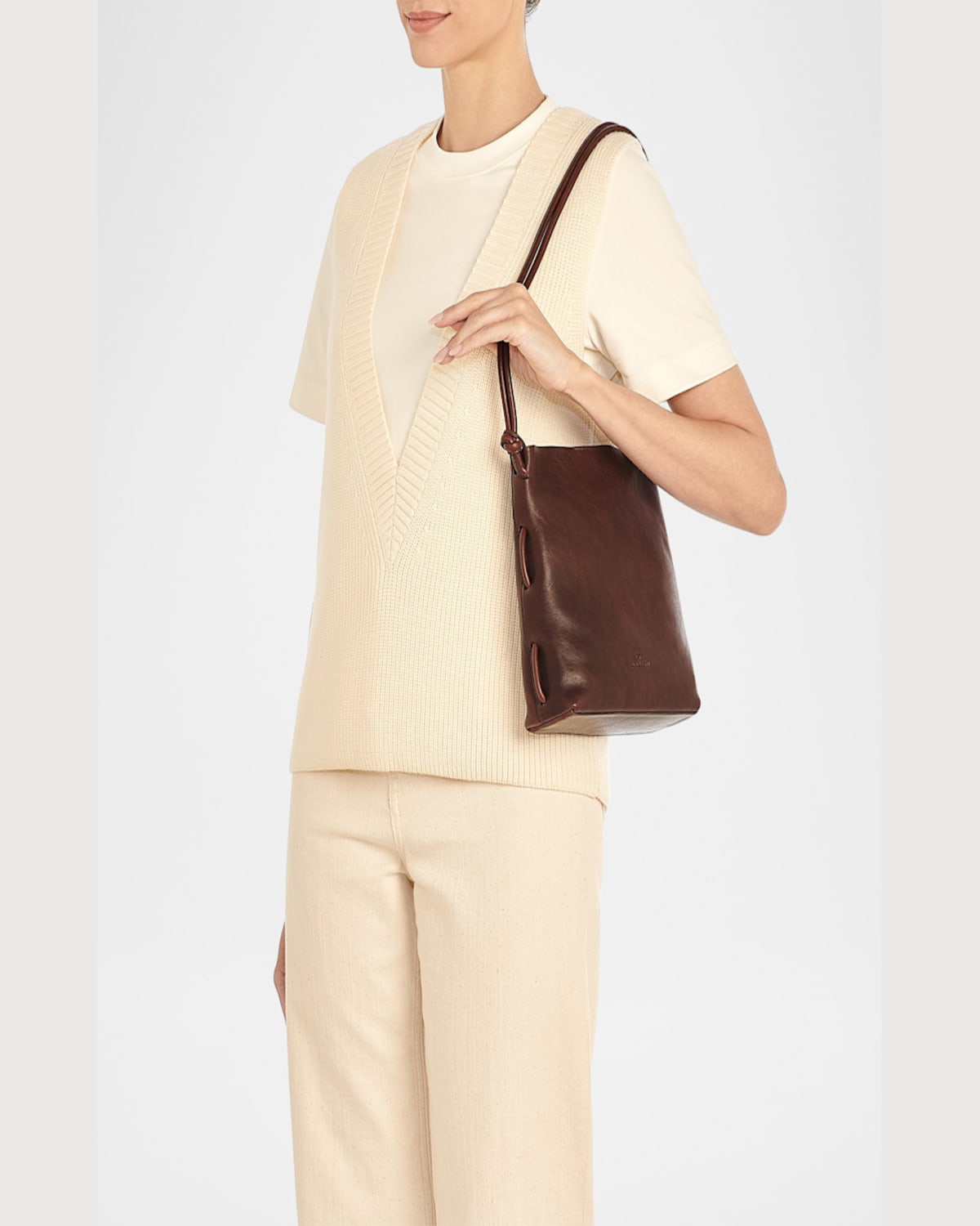 Il Bisonte Snodo Knot Leather Shoulder Bag In Caffe