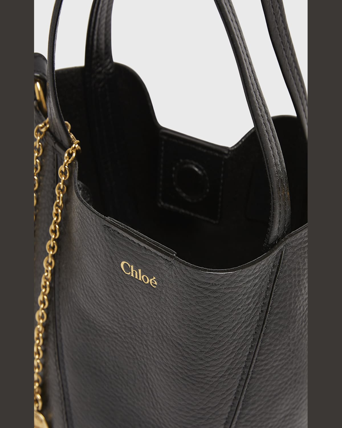 Chloé Small Spin Tote In Grained Leather Bags In Black
