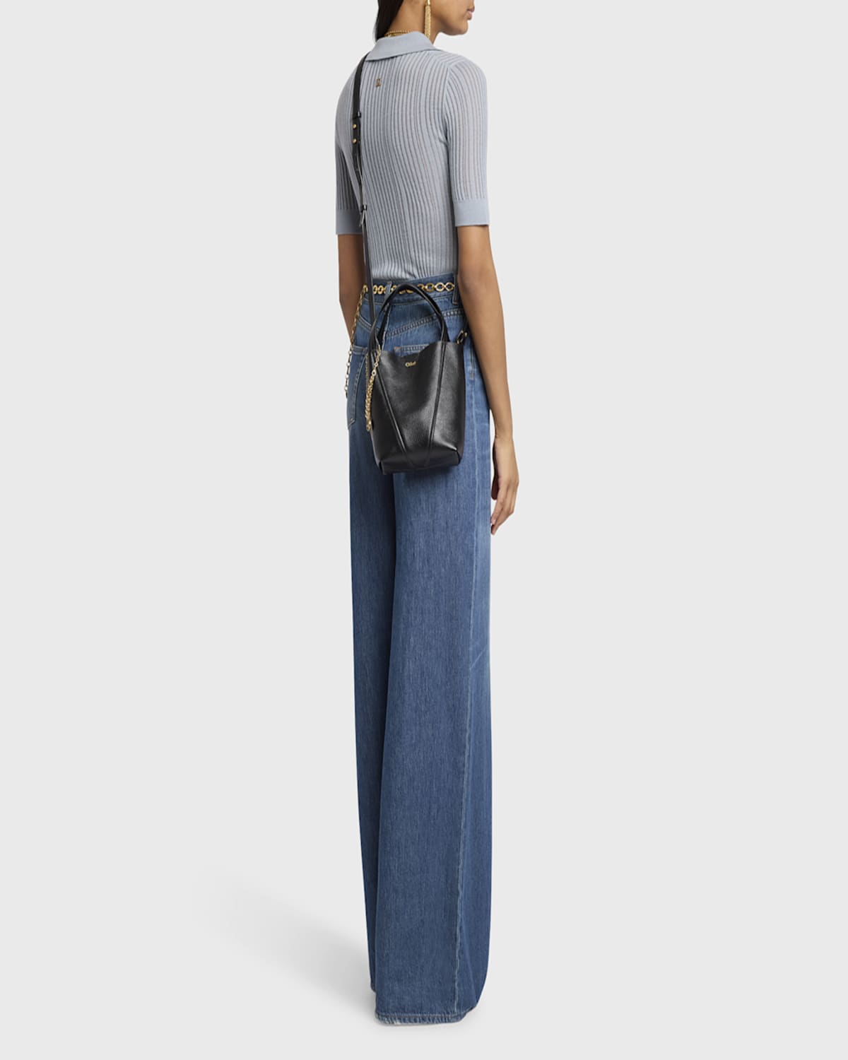 Chloé Small Spin Tote In Grained Leather Bags In Black