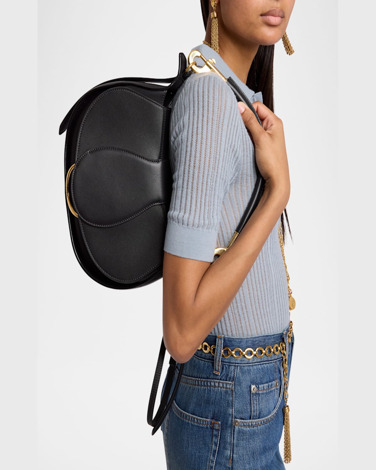 Shop Chloé Ride Flap Shoulder Bag In Smooth Calfskin In Black