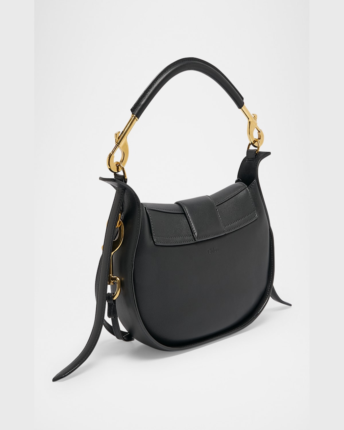 Shop Chloé Ride Flap Shoulder Bag In Smooth Calfskin In Black