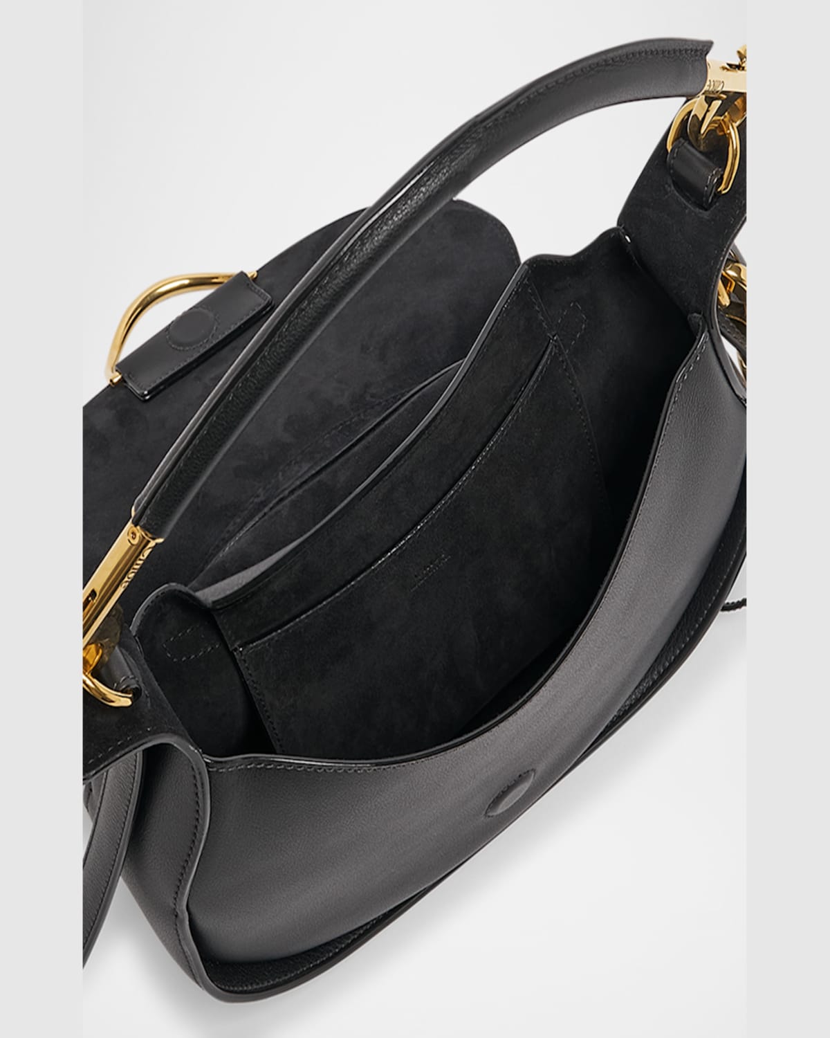 Shop Chloé Ride Flap Shoulder Bag In Smooth Calfskin In Black