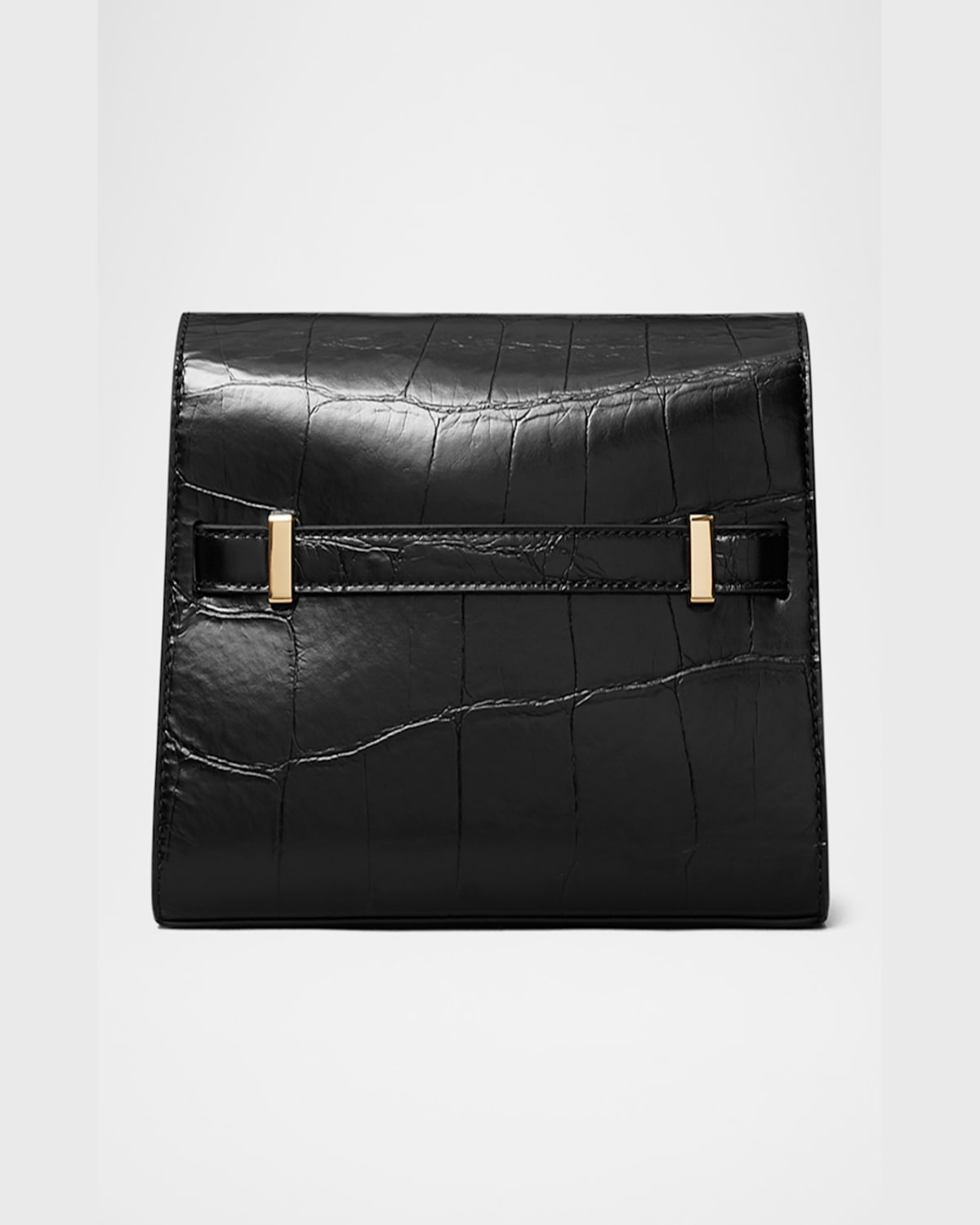 Tory Burch Lee Radziwill Croc-embossed Leather Shoulder Bag In Black