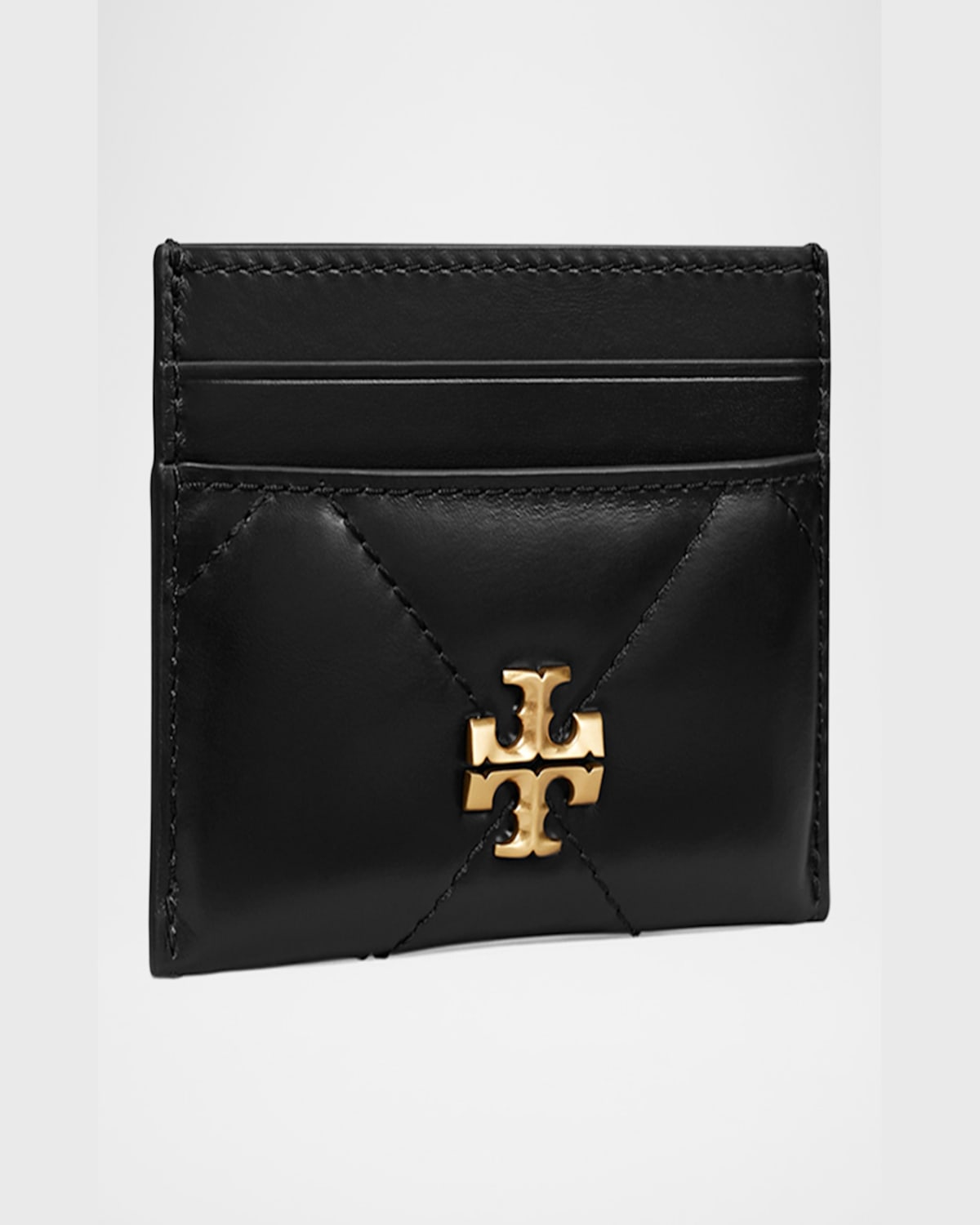 Tory Burch Kira Diamond Quilted Leather Card Case In Black