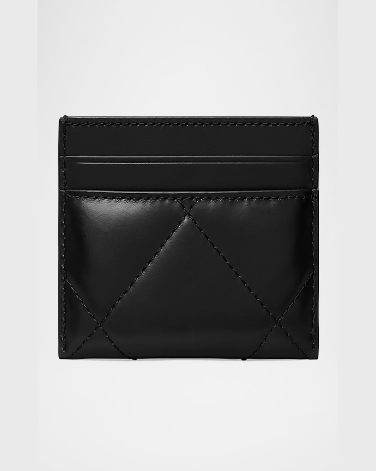 Tory Burch Kira Diamond Quilted Leather Card Case In Black