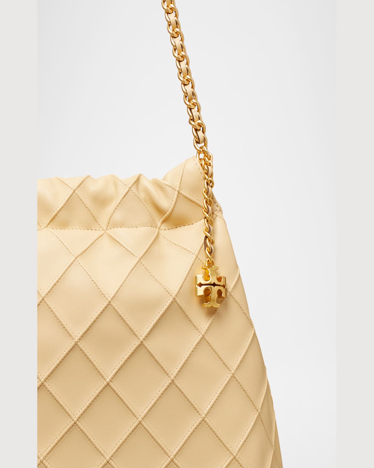 Tory Burch Fleming Chain Quilted Leather Hobo Bag In Vanilla Soft Serve