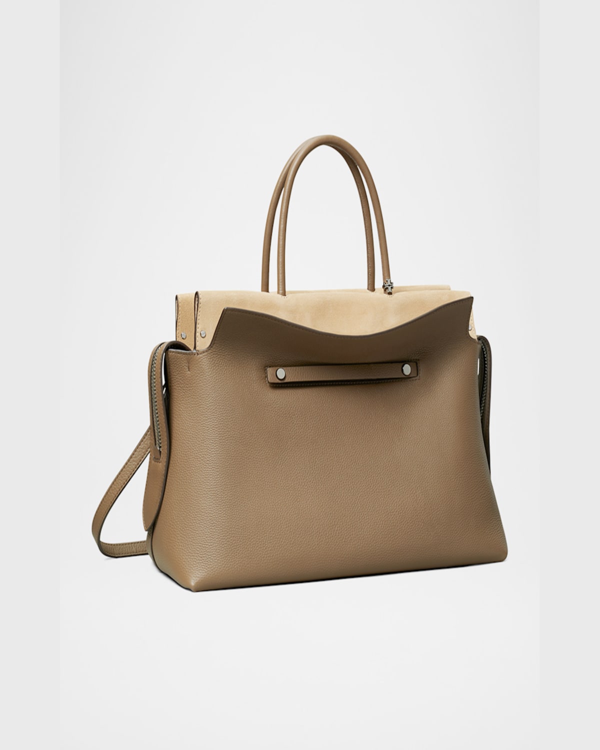 Tory Burch Mercer Large Pebbled Leather Satchel Bag In Wild Mushroom
