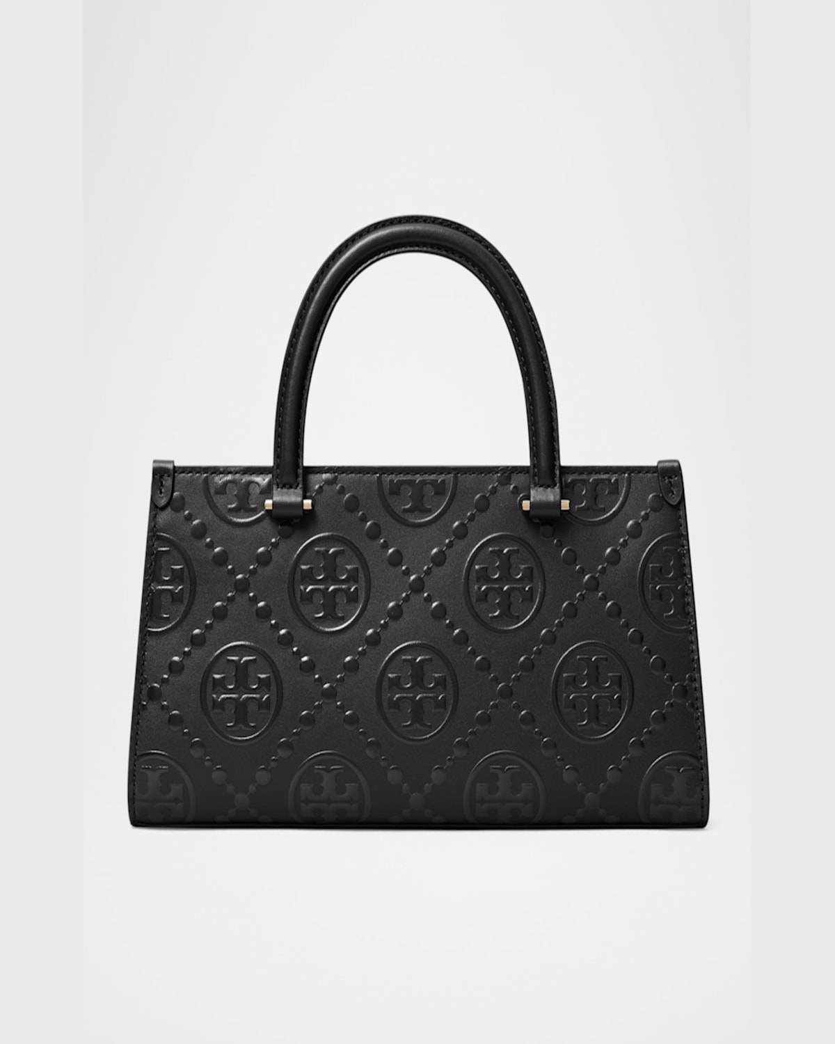 Tory Burch Small T Monogram Embossed East-west Tote Bag In Black