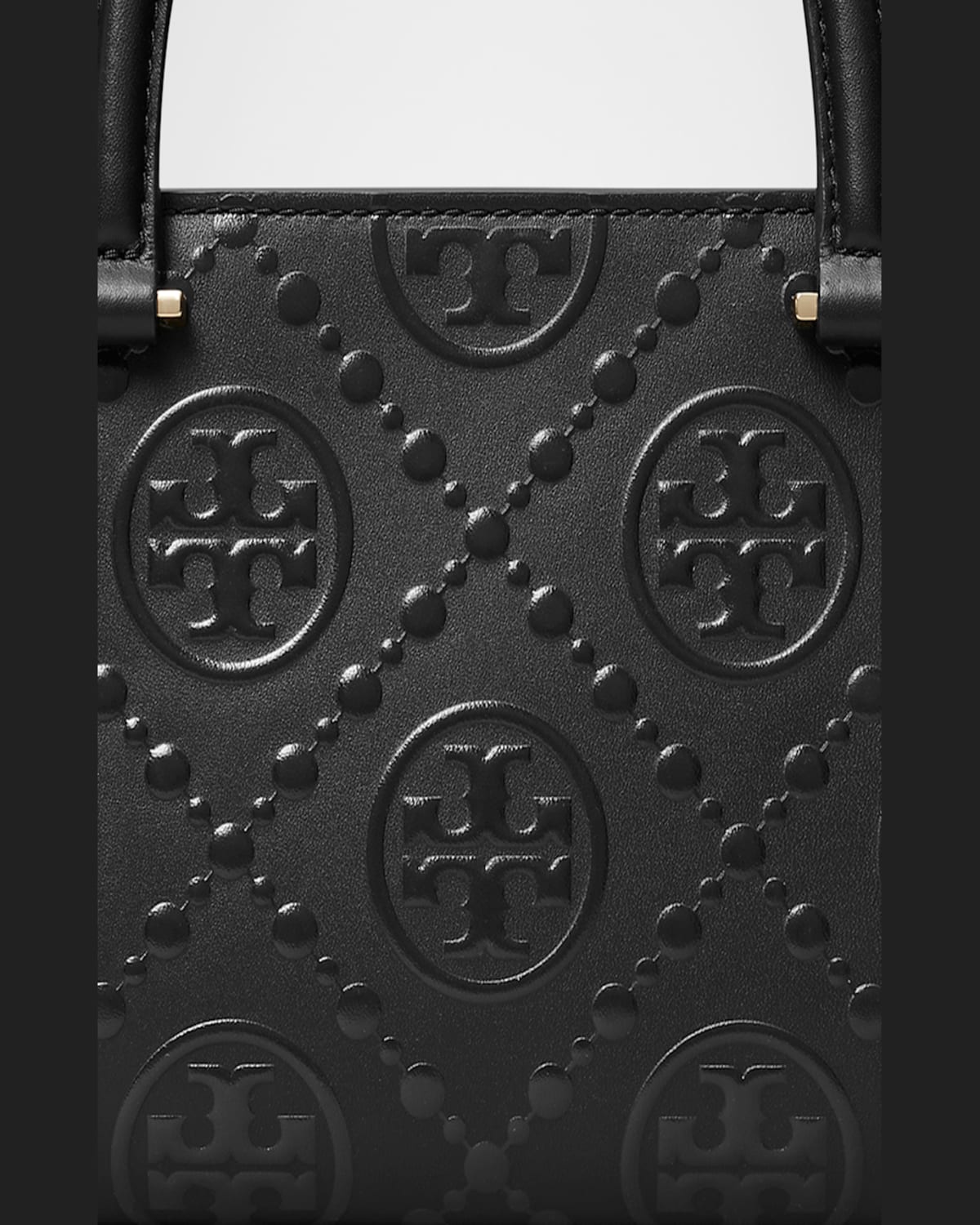 Tory Burch Small T Monogram Embossed East-west Tote Bag In Black