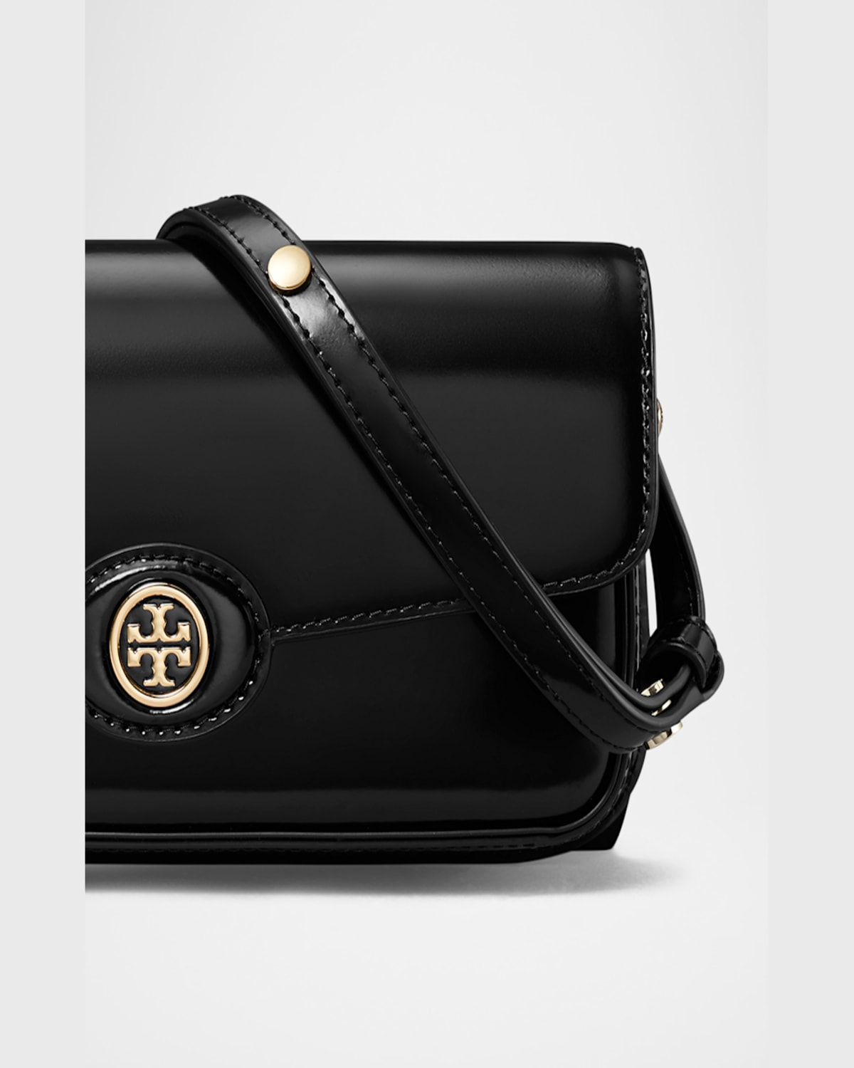 Tory Burch Robinson Spazzolato Rectangular Crossbody Bag In Black