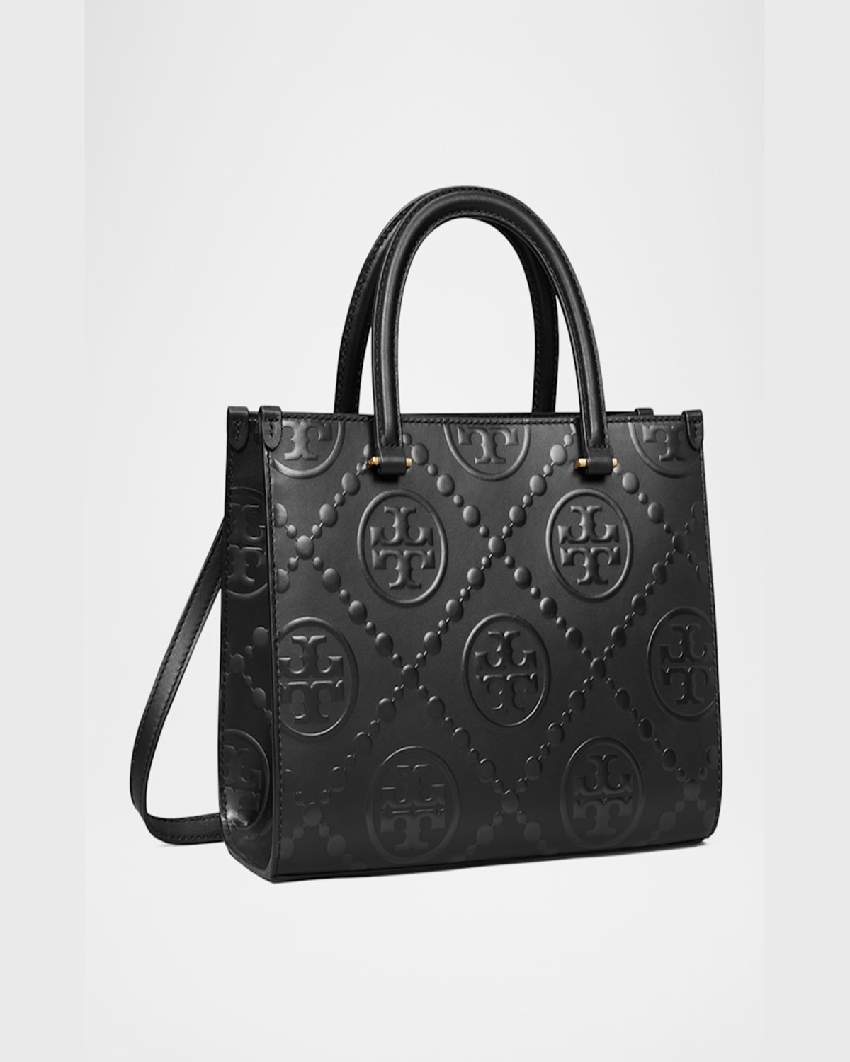 Shop Tory Burch T Monogram Embossed Square Tote Bag In Black