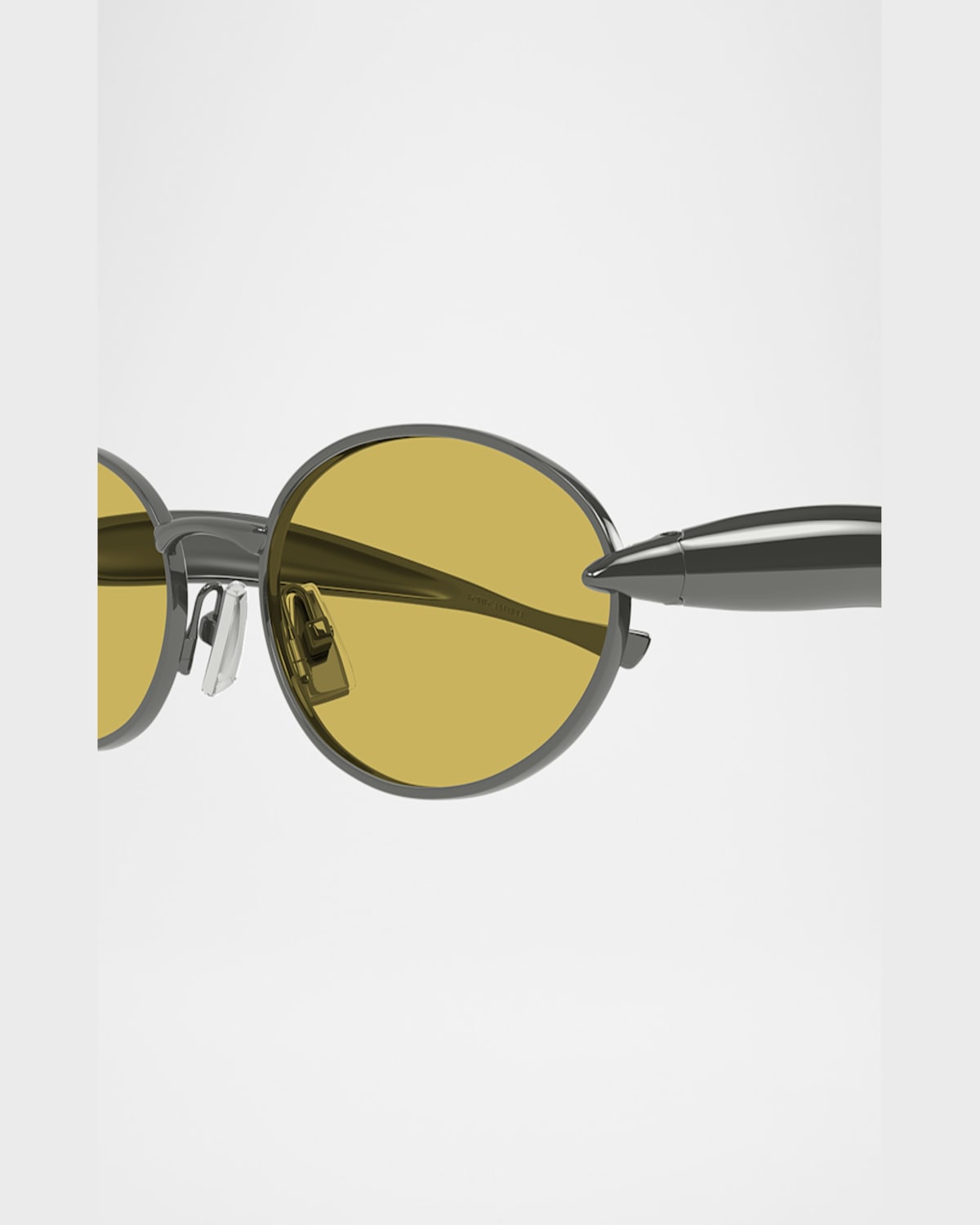 Bottega Veneta Ssense Exclusive Gunmetal Sardine Oval Sunglasses In Ruthenium