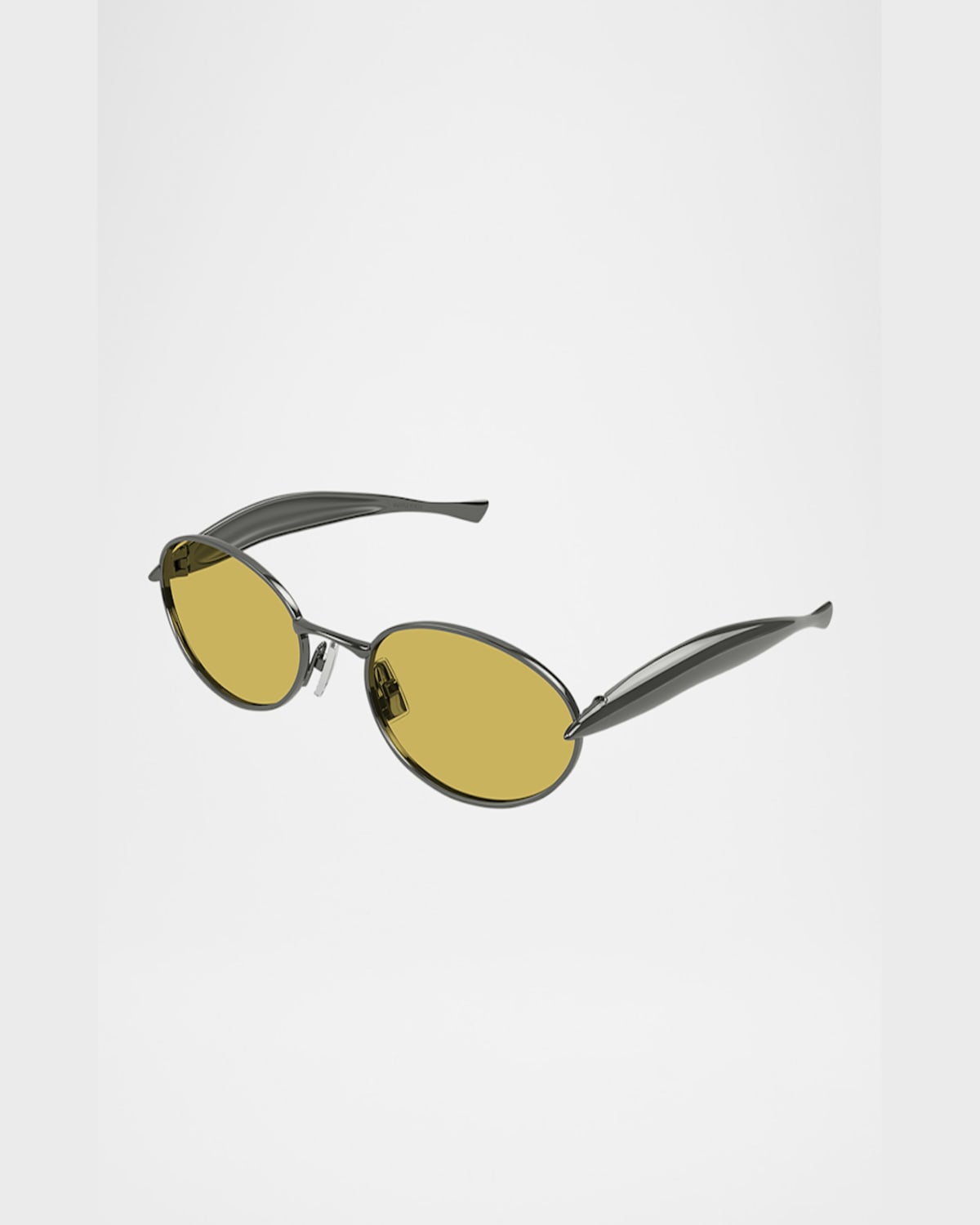 Bottega Veneta Ssense Exclusive Gunmetal Sardine Oval Sunglasses In Ruthenium