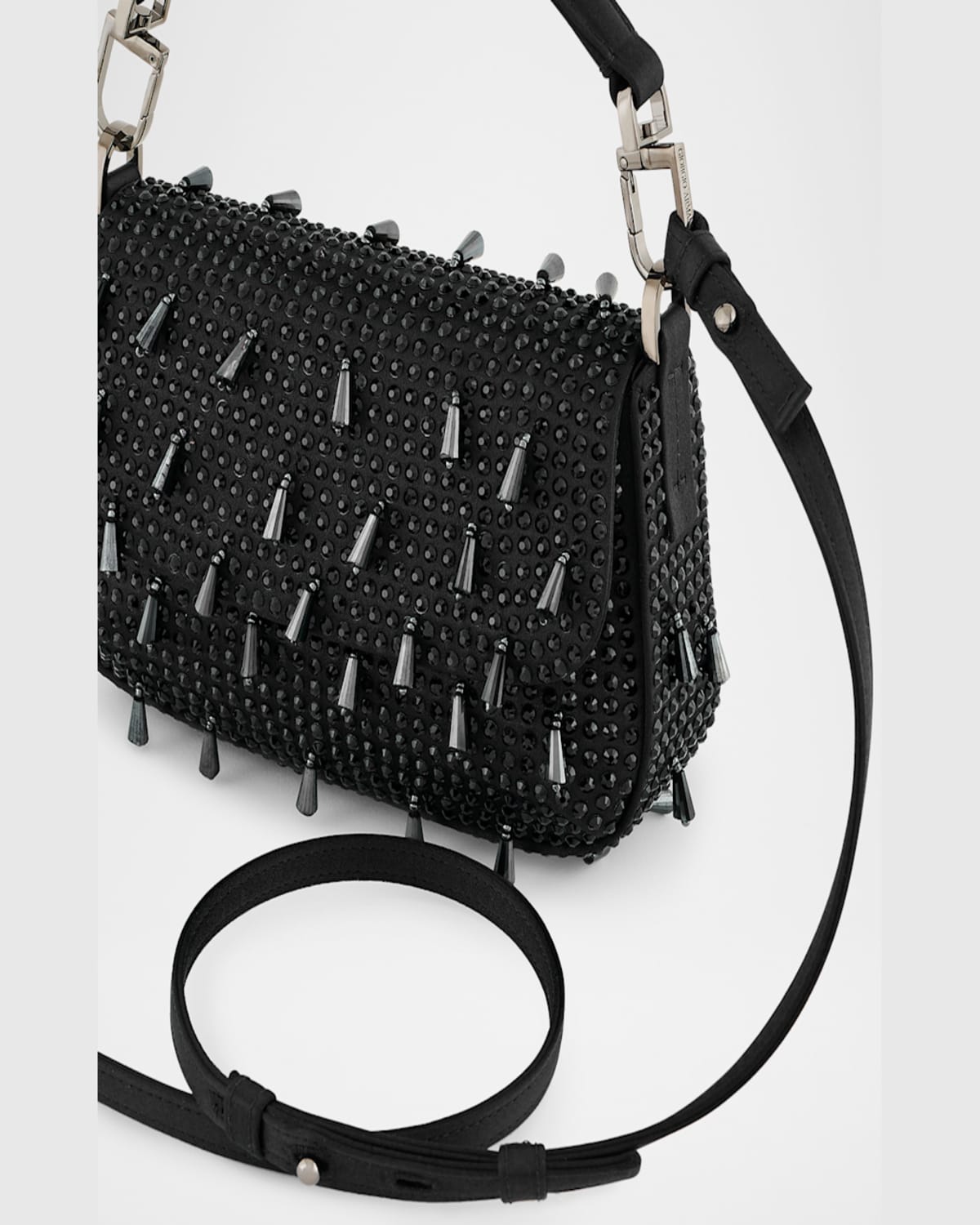 Giorgio Armani La Prima Small Beaded Top-handle Bag In Black