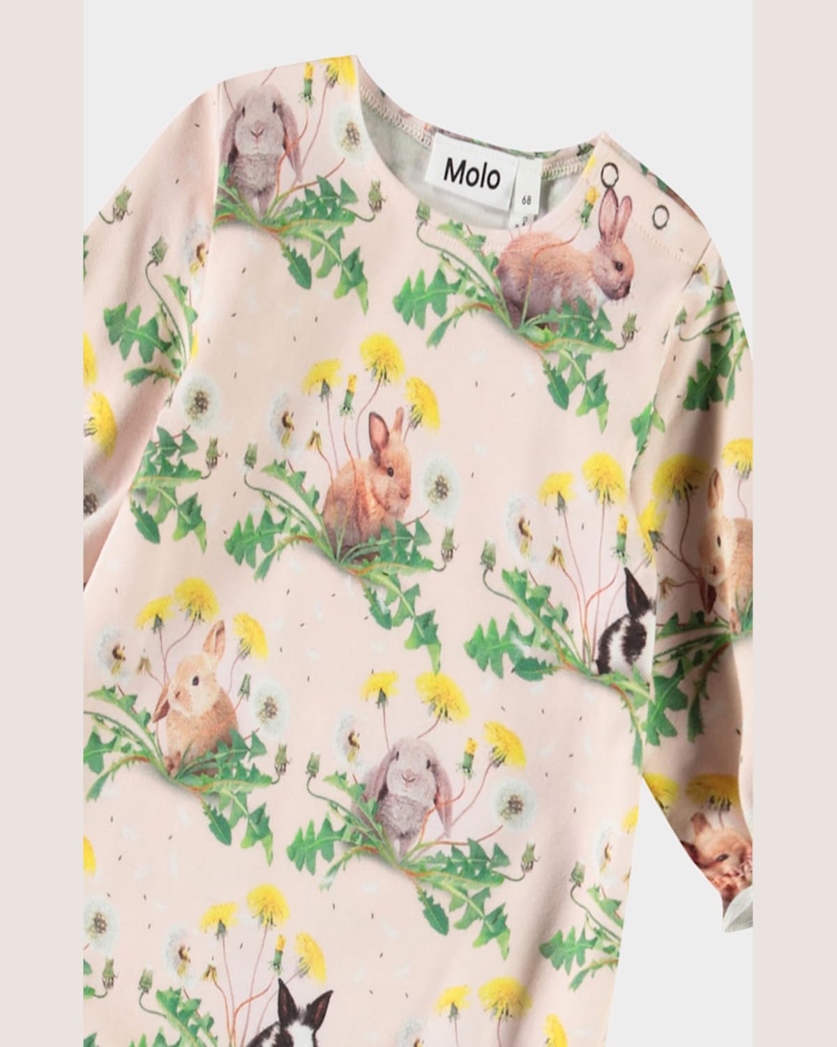 Molo Girl's Florina Rabbit-print Organic Cotton Bodysuit In Bunnies United