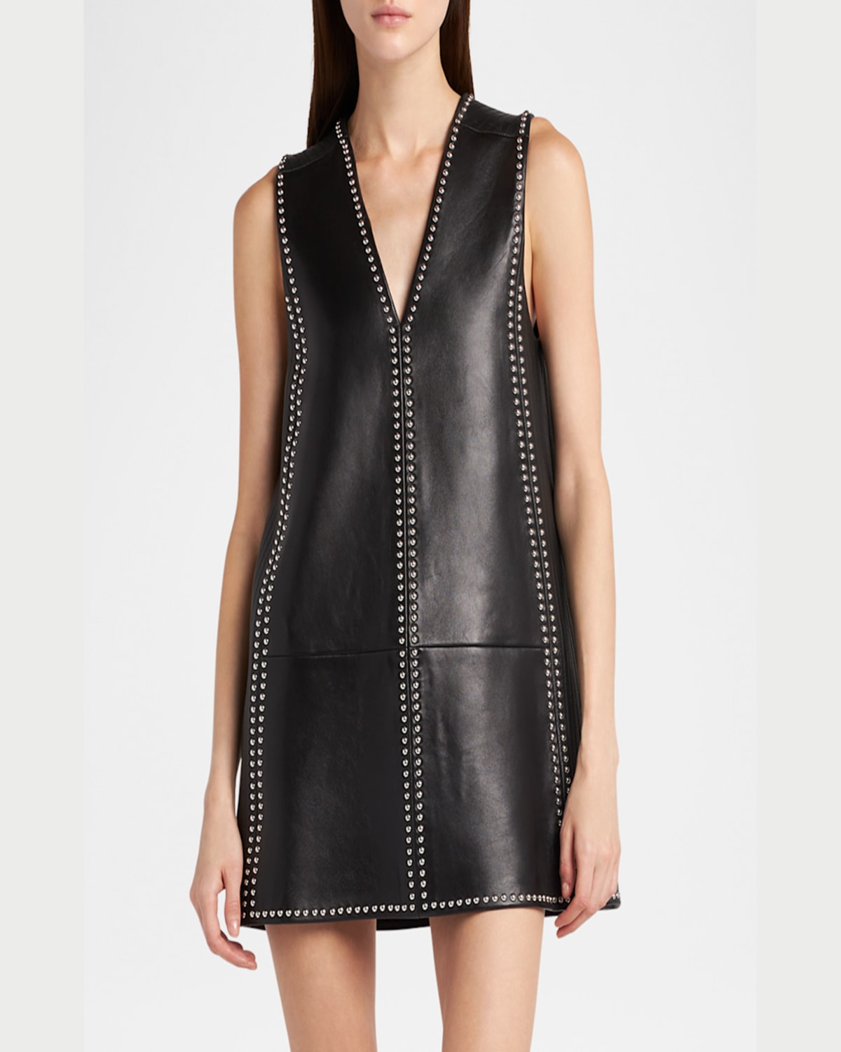 Golden Goose Journey Studded Leather Mini Dress In Black