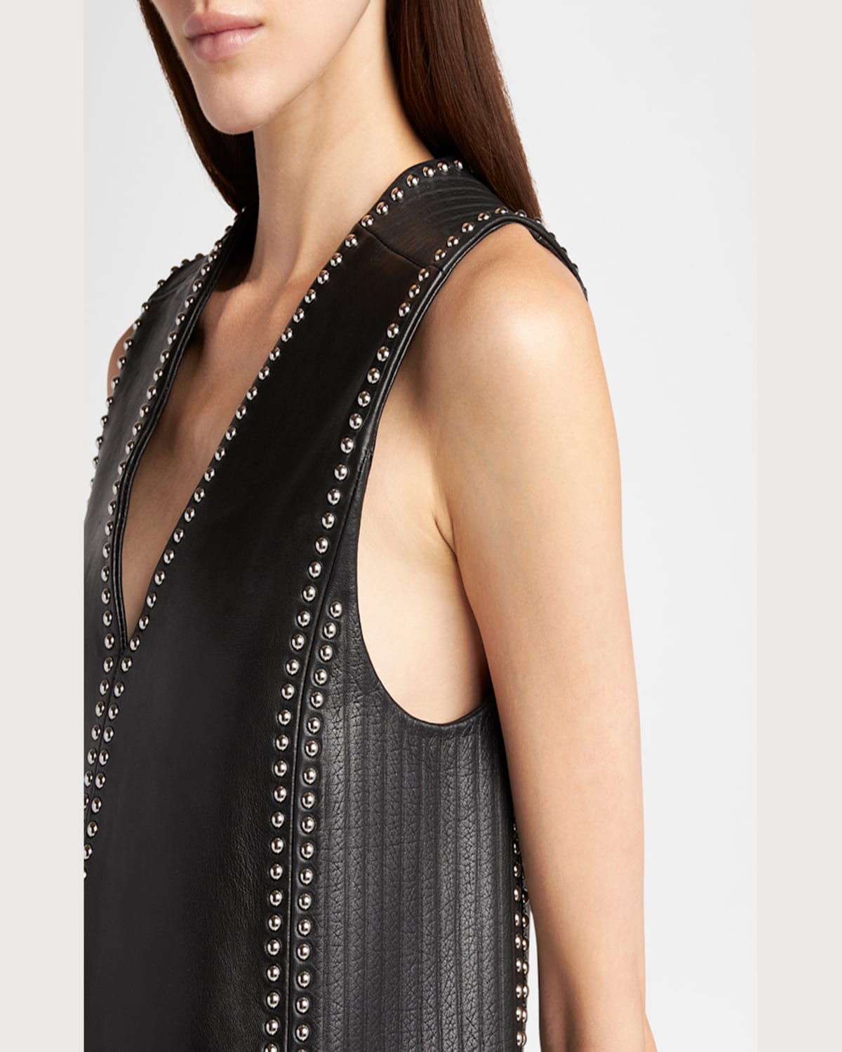 Golden Goose Journey Studded Leather Mini Dress In Black