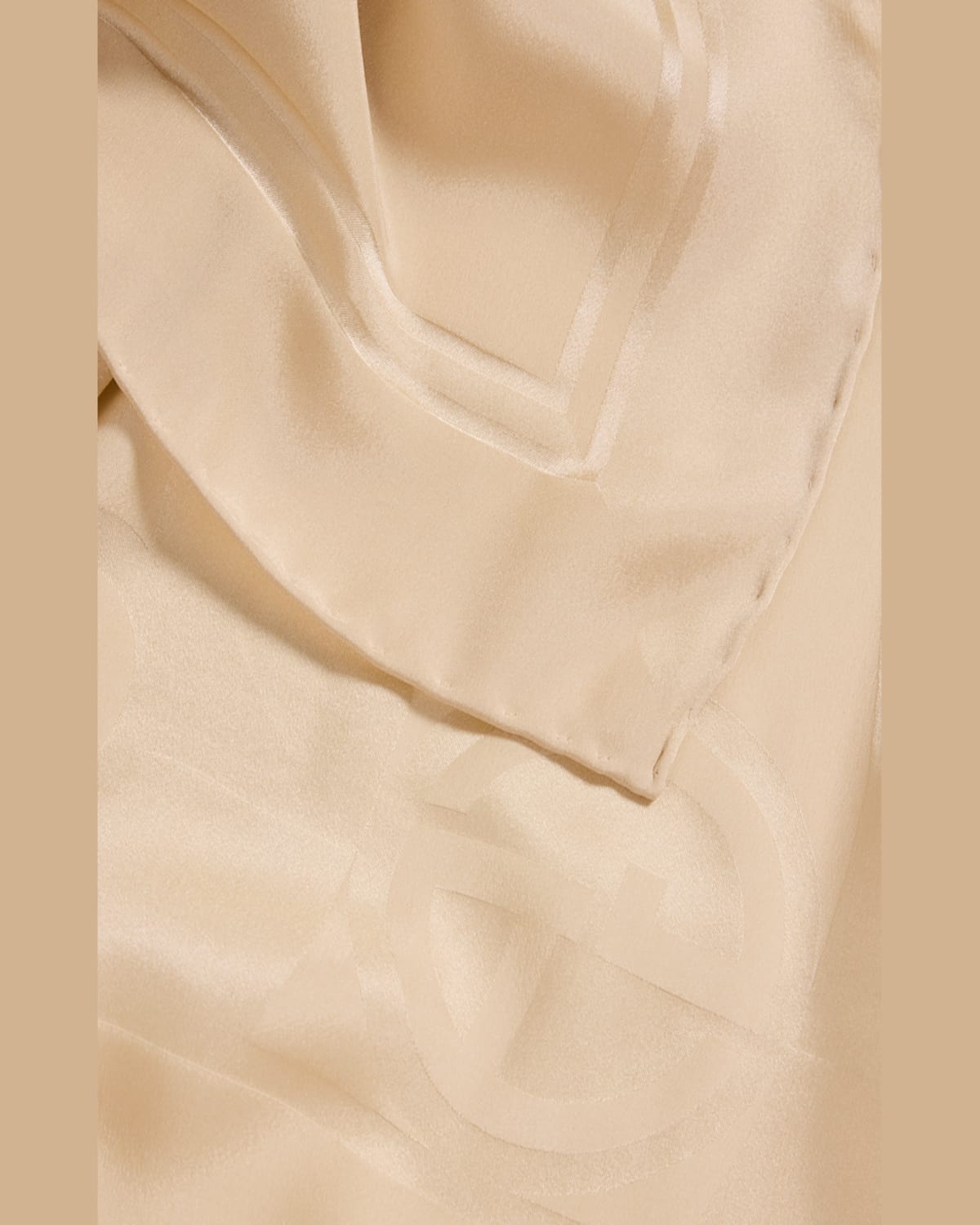 Giorgio Armani Logo Jacquard Silk Stole In Solid Light Beige