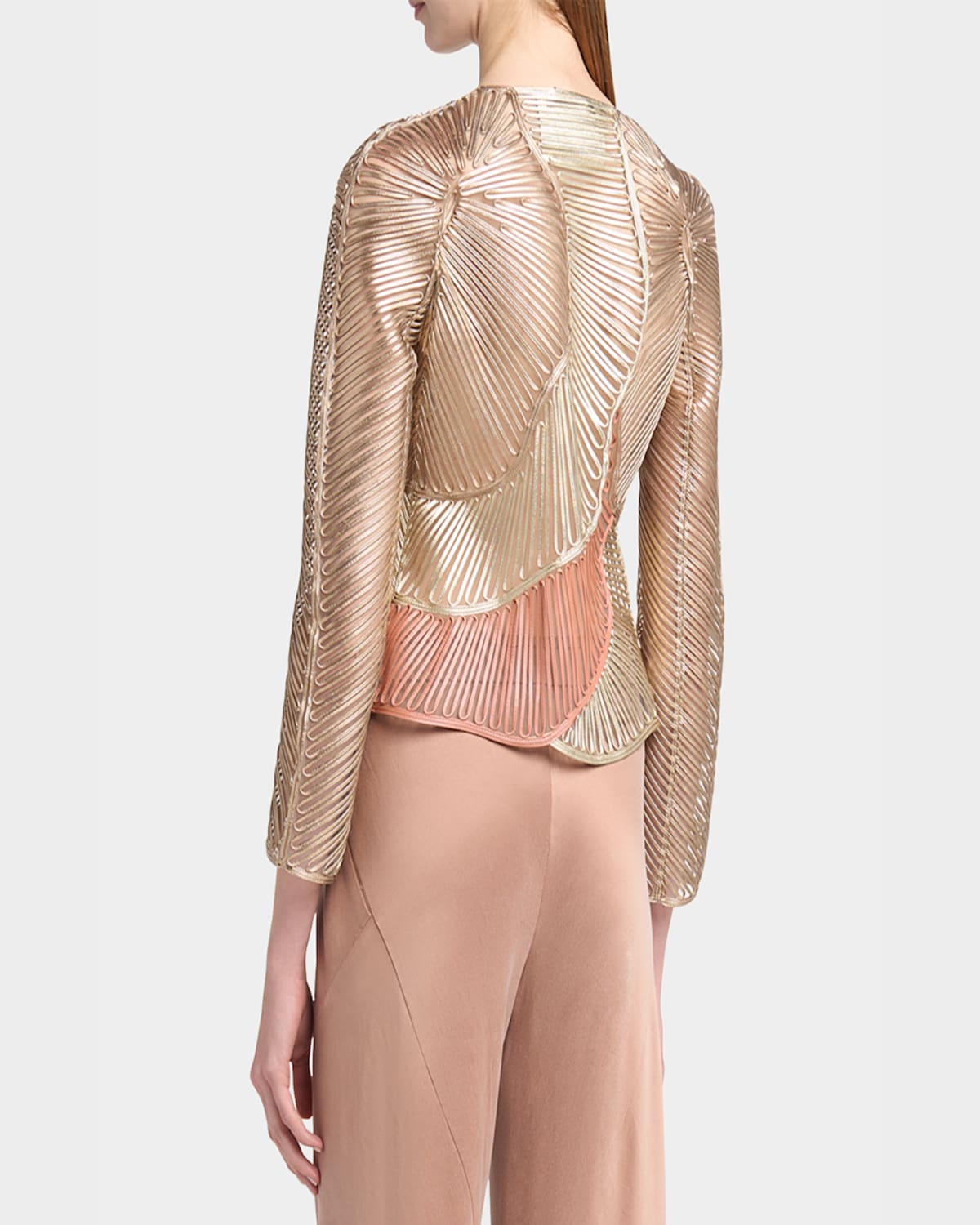 Giorgio Armani Metallic Soutache Two-tone Leather Jacket In Multi