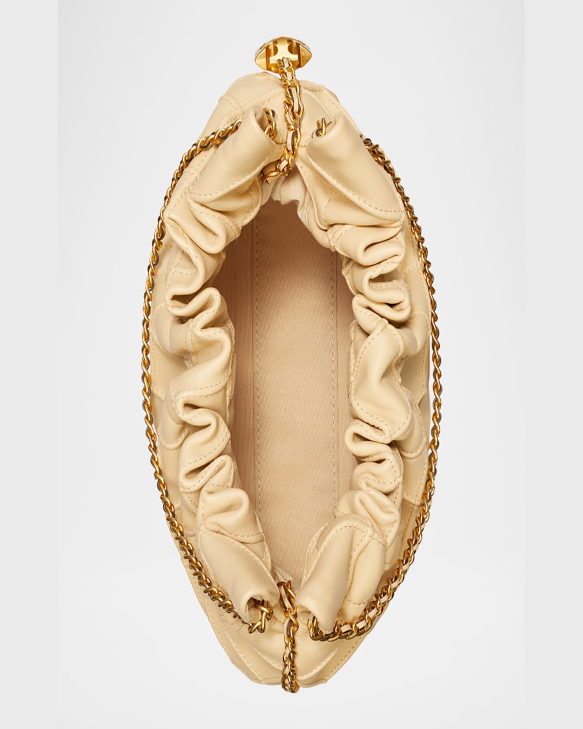 Tory Burch Mini Fleming Quilted Leather Hobo Bag In Vanilla Soft Serve