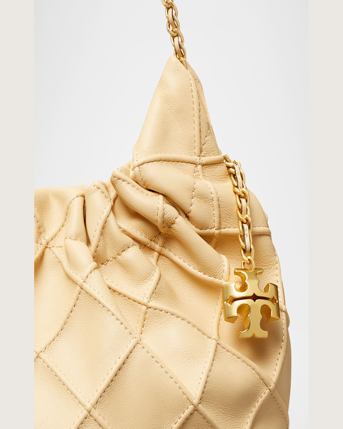 Tory Burch Mini Fleming Quilted Leather Hobo Bag In Vanilla Soft Serve