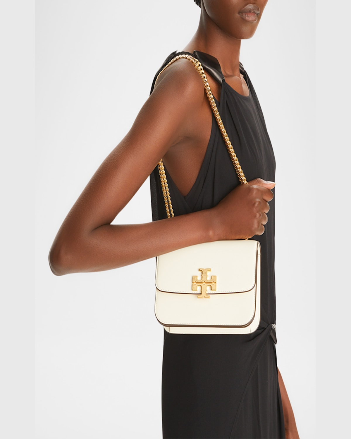 Tory Burch Eleanor Small Convertible Leather Shoulder Bag In Warm White