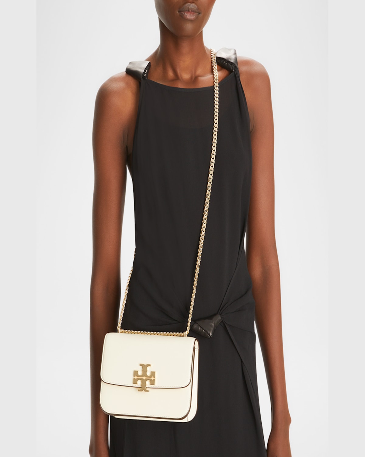 Tory Burch Eleanor Small Convertible Leather Shoulder Bag In Warm White